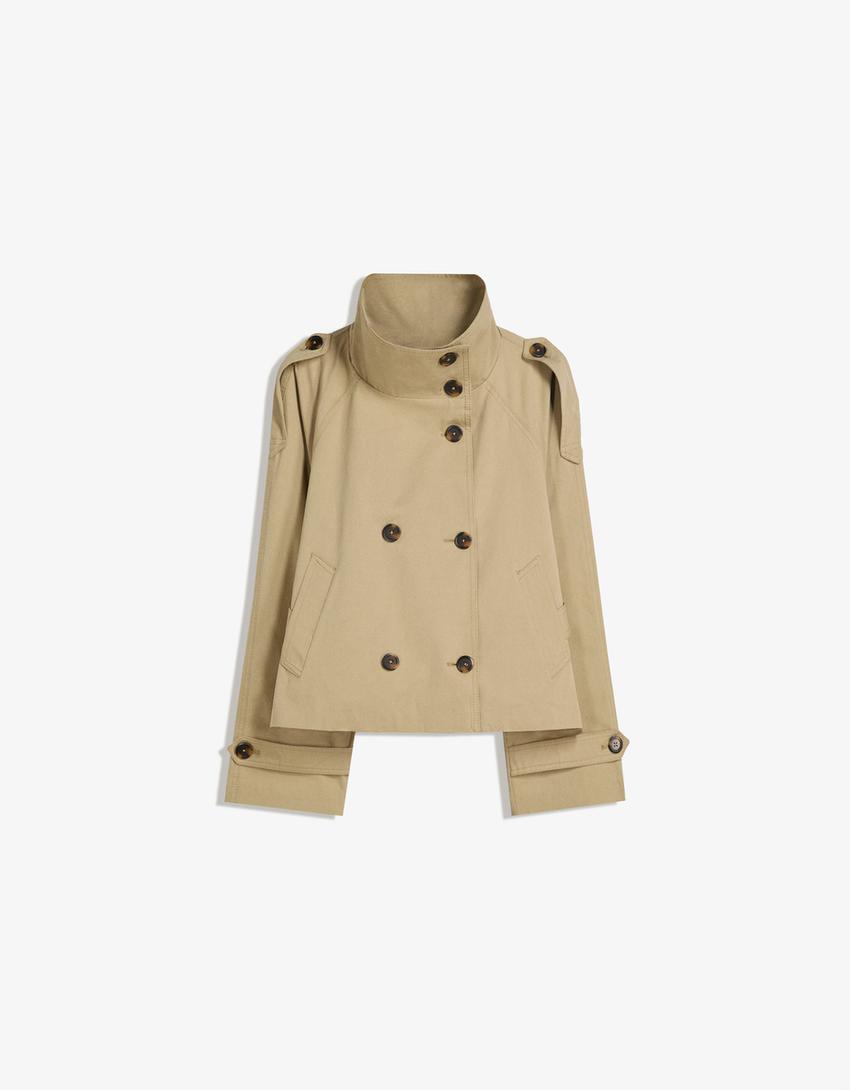 Rowan - Cropped High Collar Waterproof Belted Trenchcoat Woman
