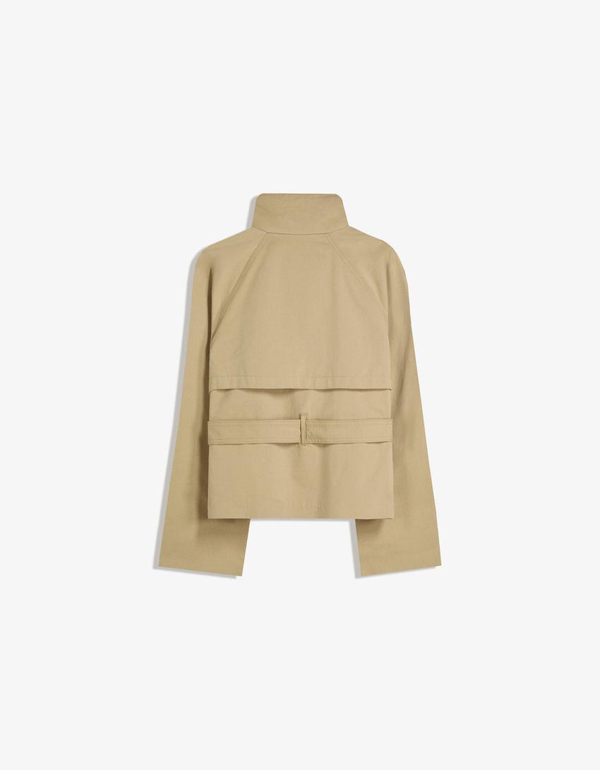 Rowan - Cropped High Collar Waterproof Belted Trenchcoat Woman