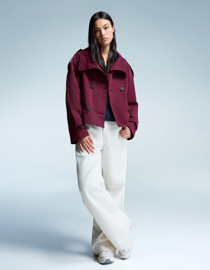 Rowan - Cropped High Collar Waterproof Belted Trenchcoat Woman