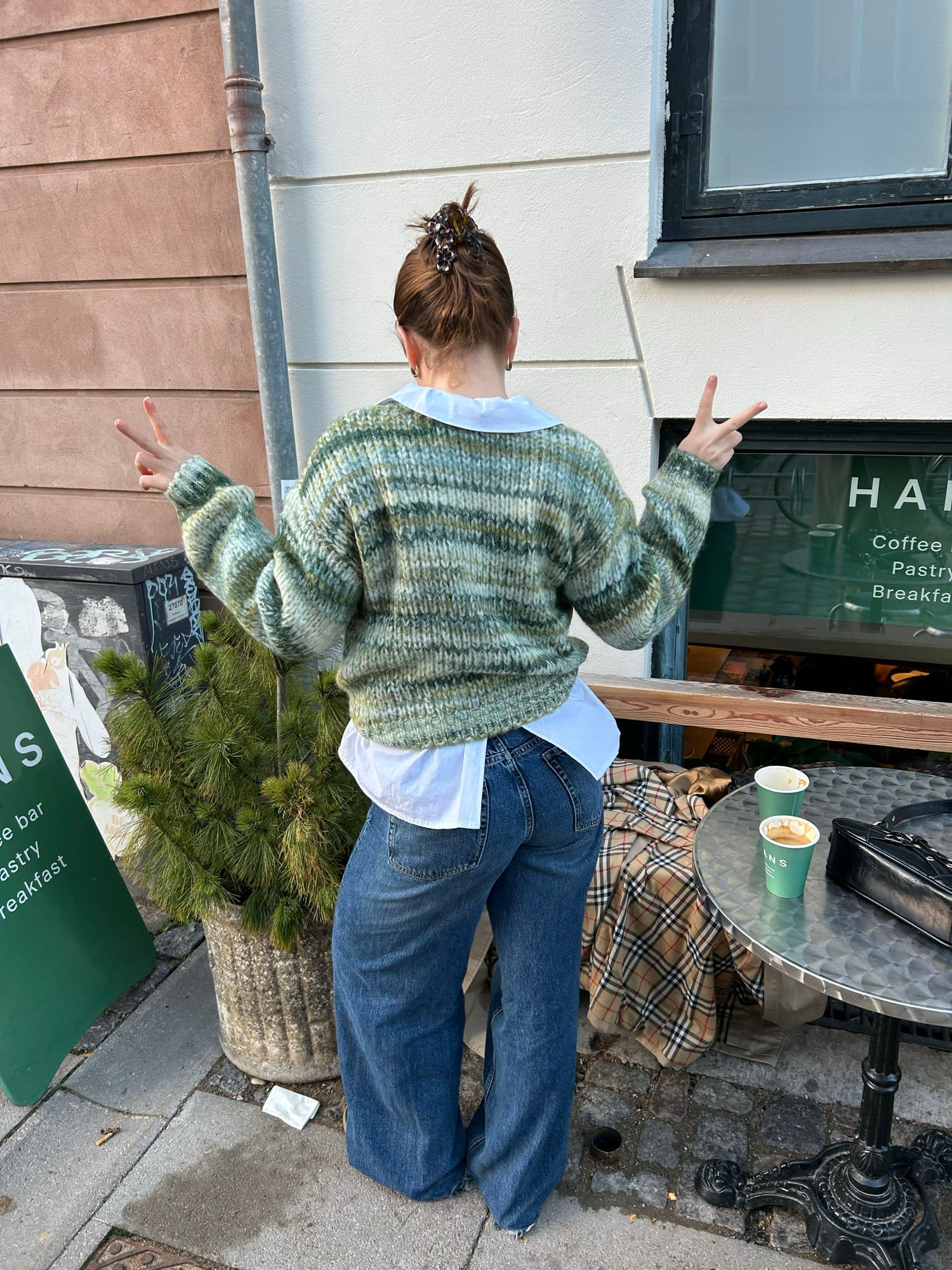 Zoe – Green Striped Knit Sweater