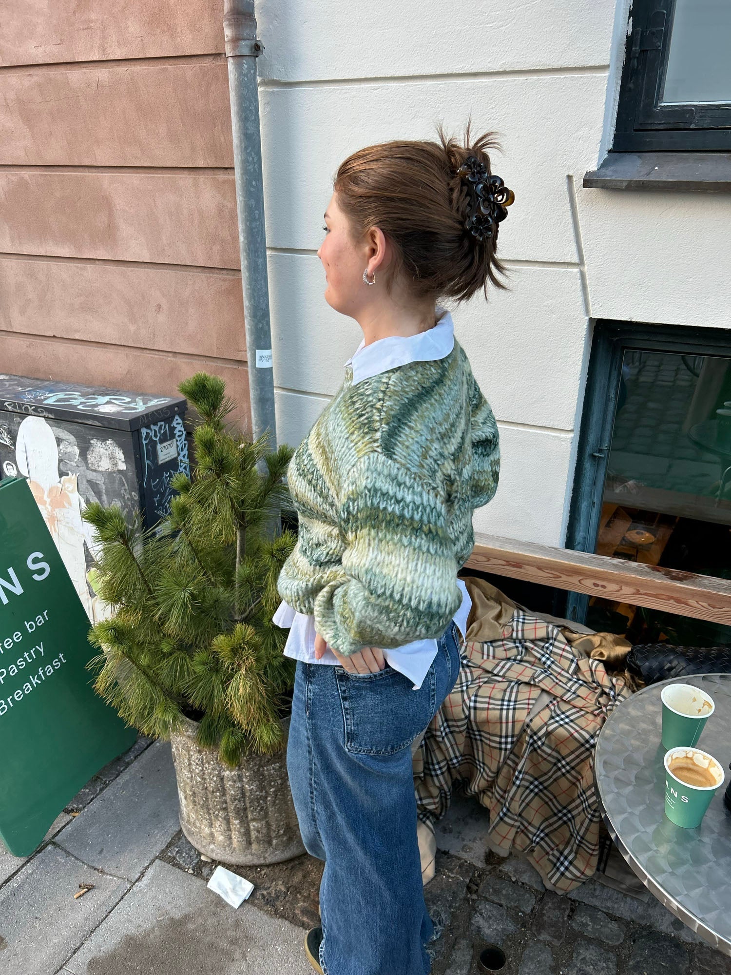 Zoe – Green Striped Knit Sweater
