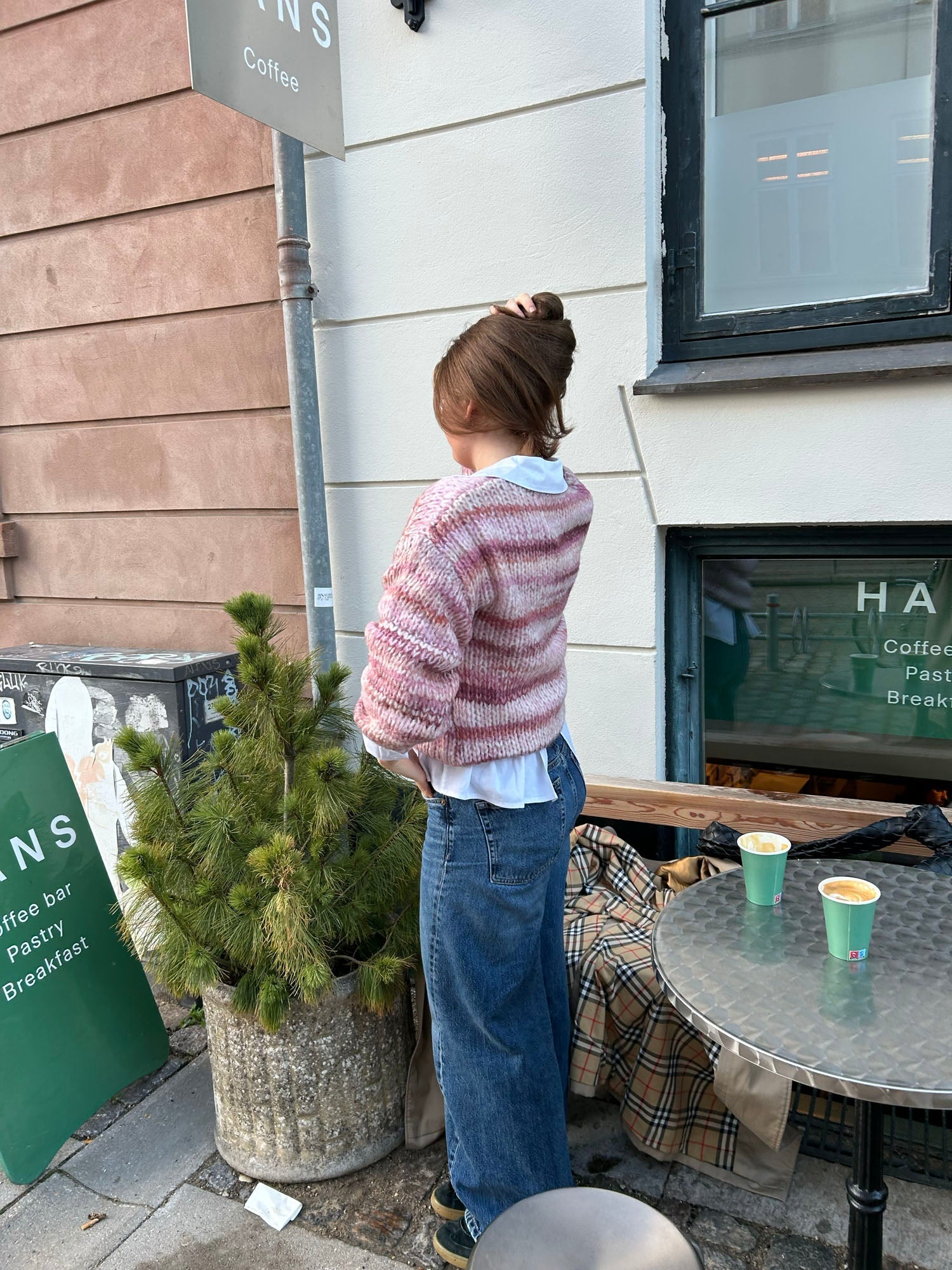 Ella – Pink Striped Knit Winter Sweater