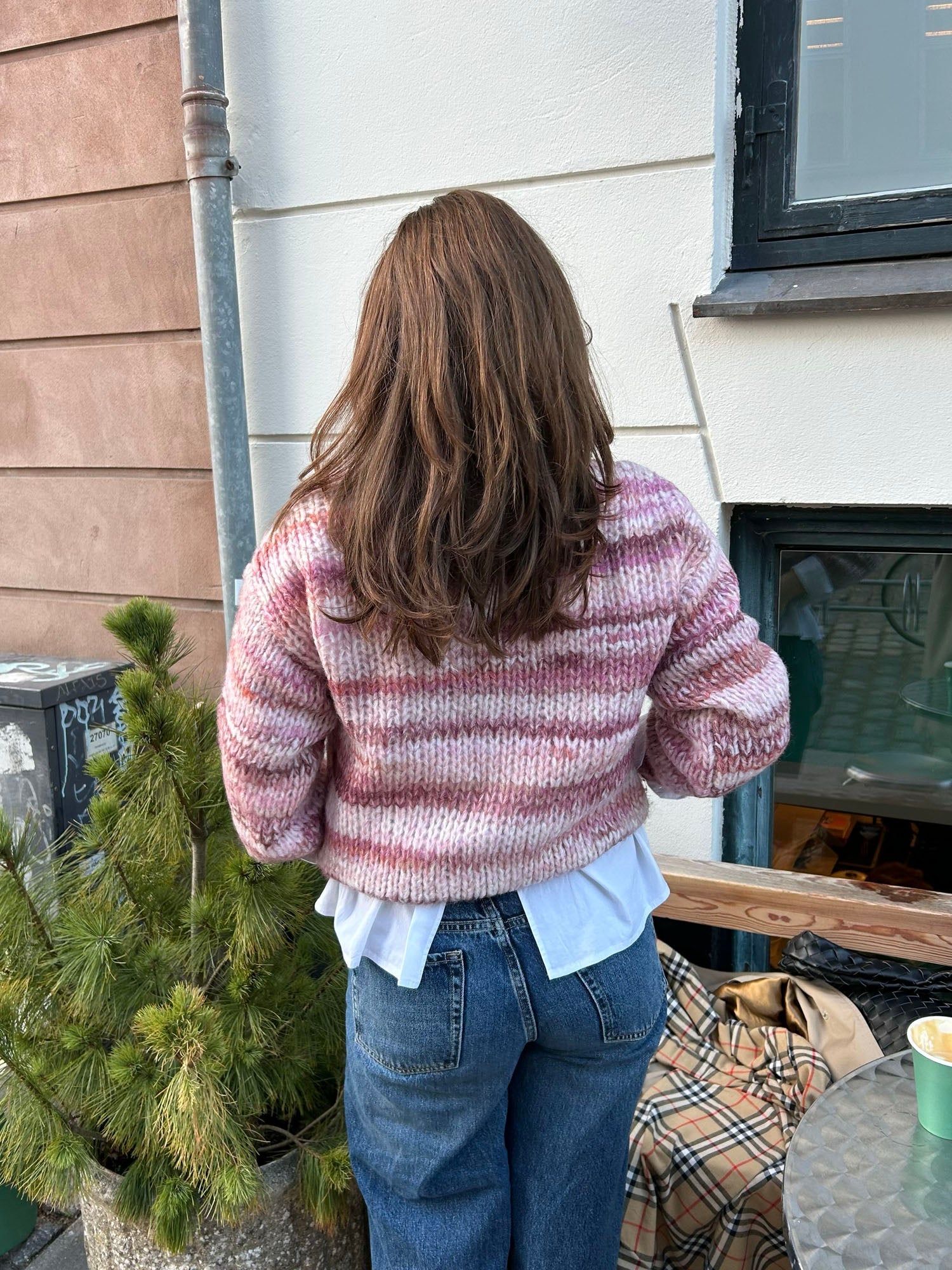 Ella – Pink Striped Knit Winter Sweater