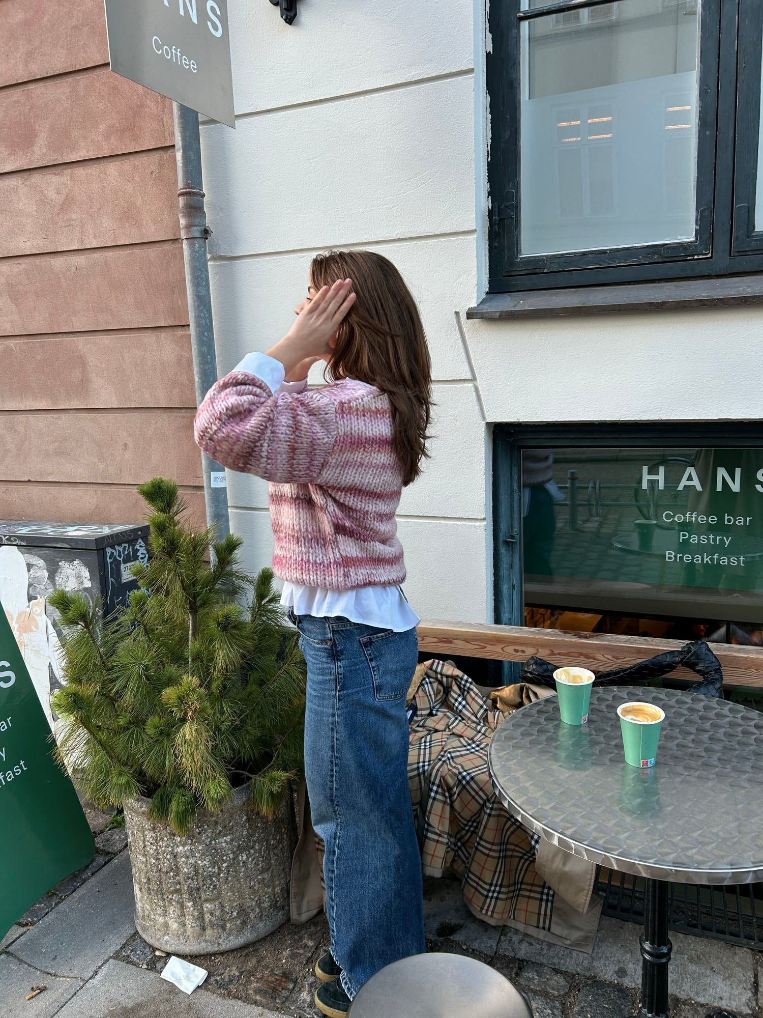 Ella – Pink Striped Knit Winter Sweater