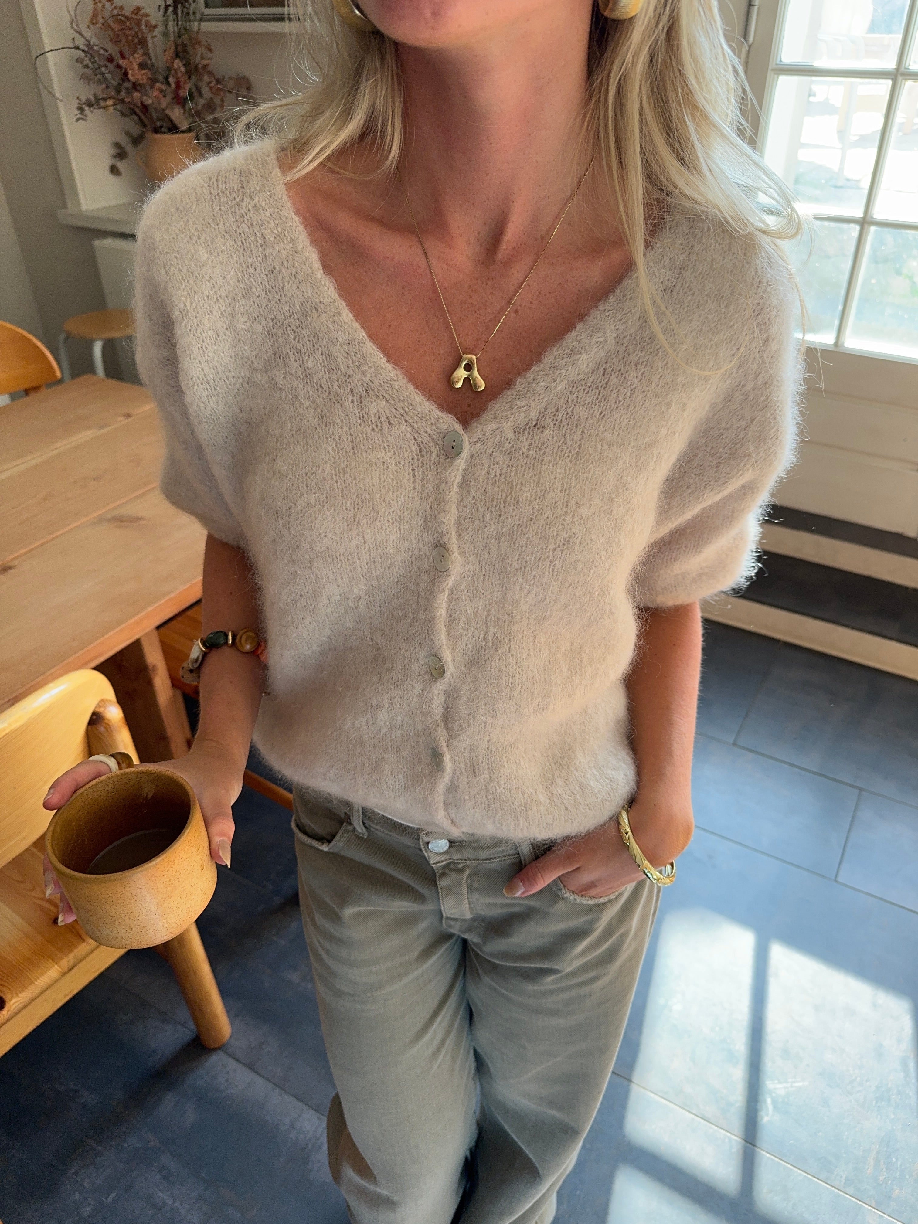 Annaly - Mohair Knit Cardigan Beig