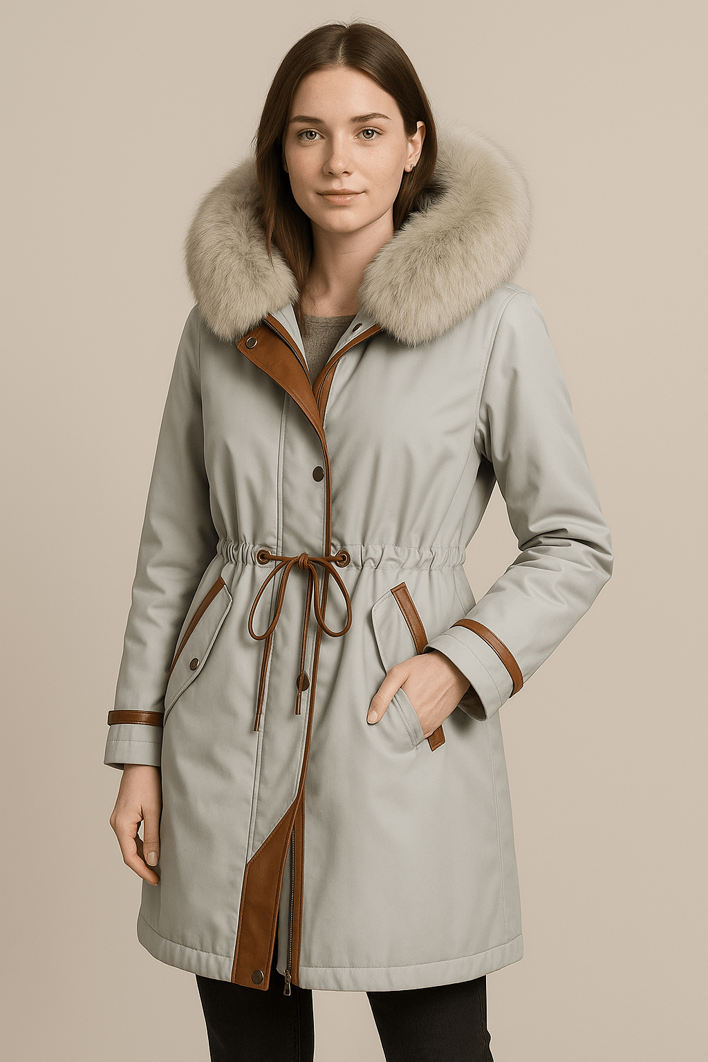 Women’s Quilted Lining Adjustable Waist Parka Jacket