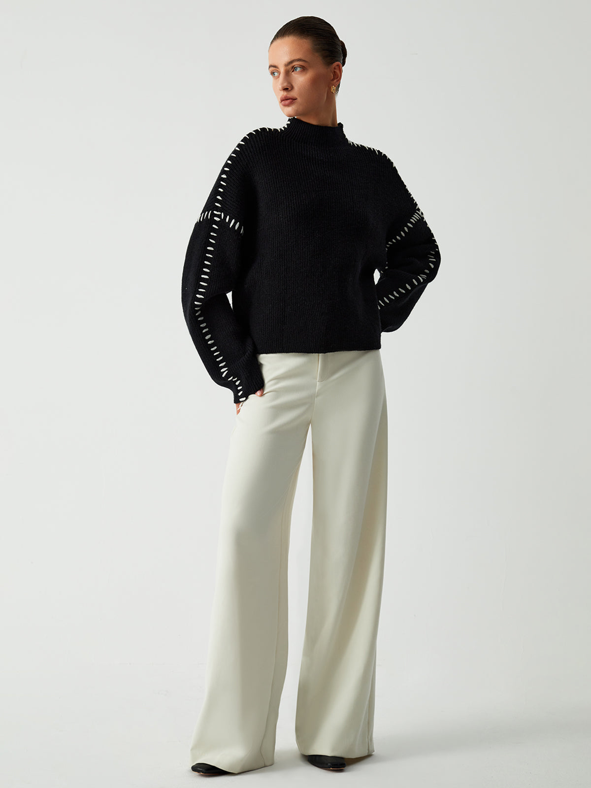 Oversized Mock Neck Sweater Woman