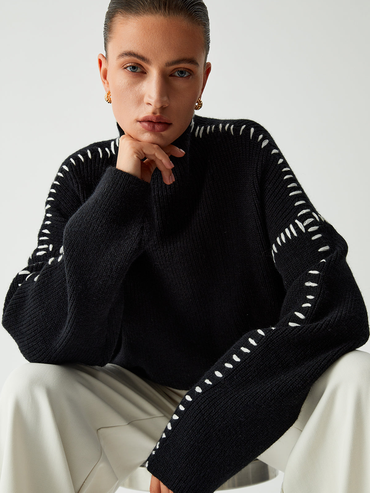 Oversized Mock Neck Sweater Woman