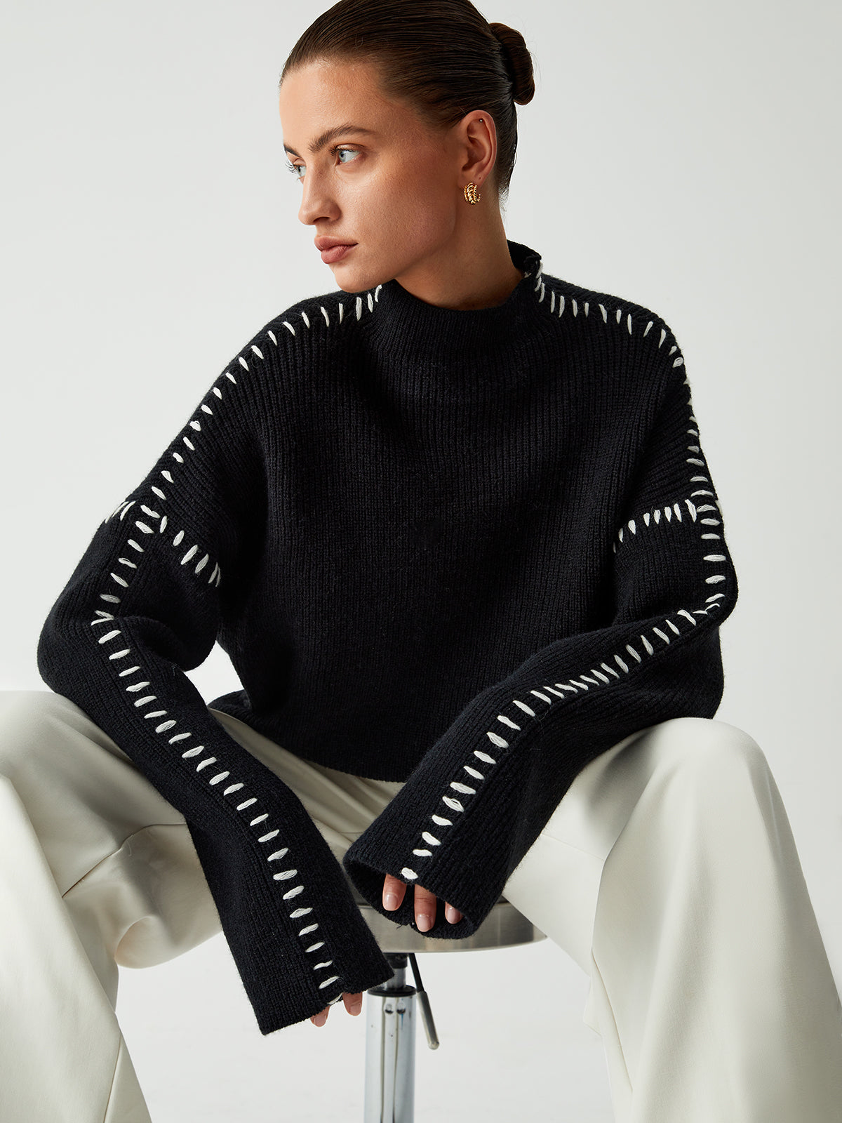 Oversized Mock Neck Sweater Woman