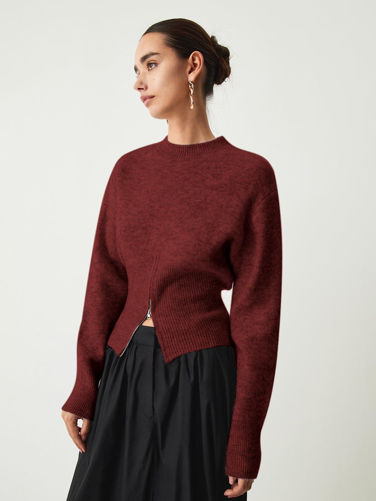 Half Zip Fuzzy Sweater Woman