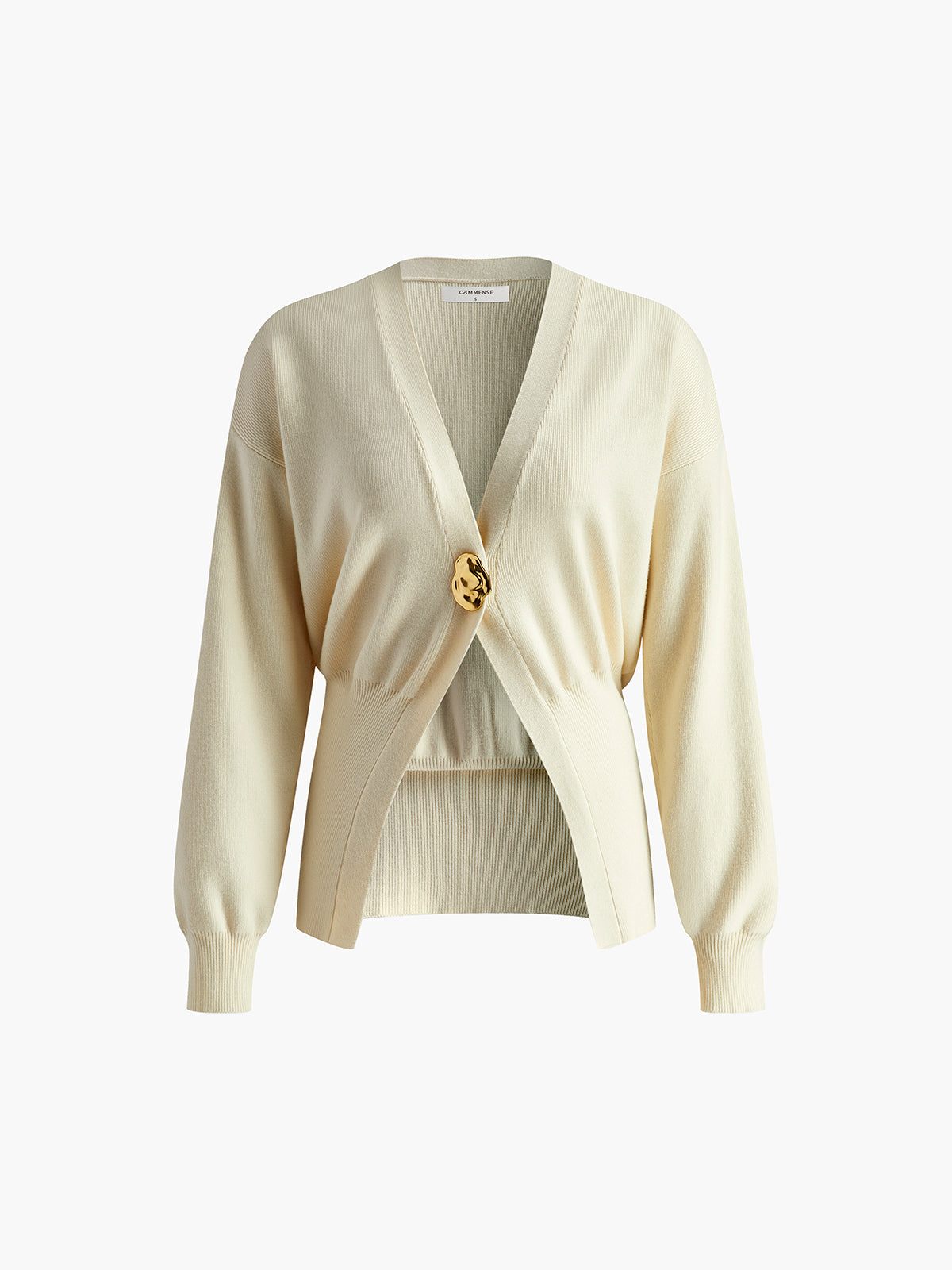 Golden Button Plain Cardigan Woman
