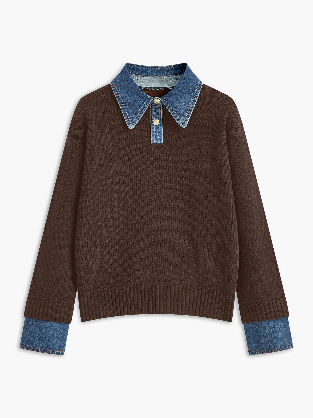 2 in 1 Panel Lapel Sweater Woman