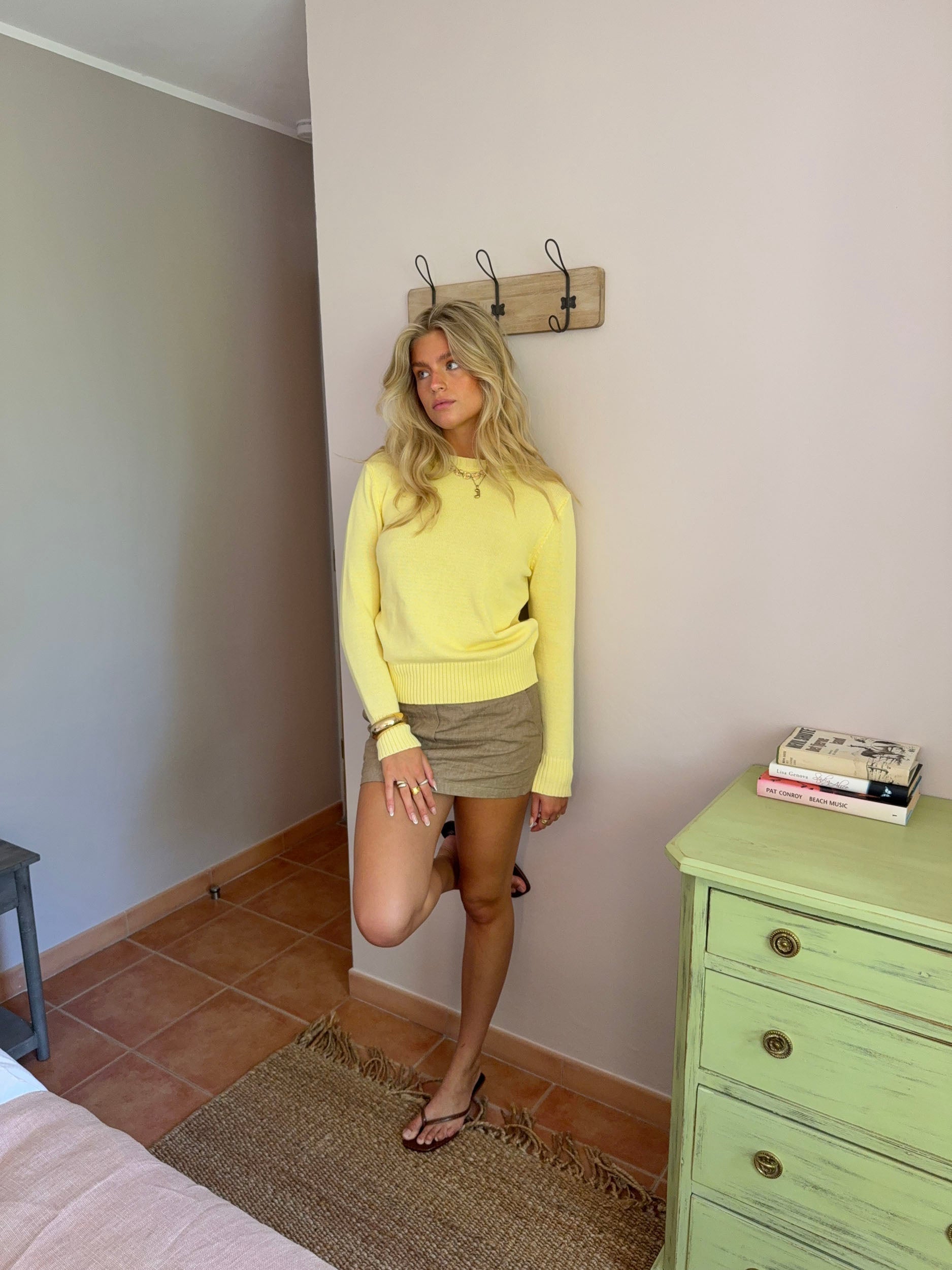 Beatrice – Pale Yellow Cotton Knit Sweater