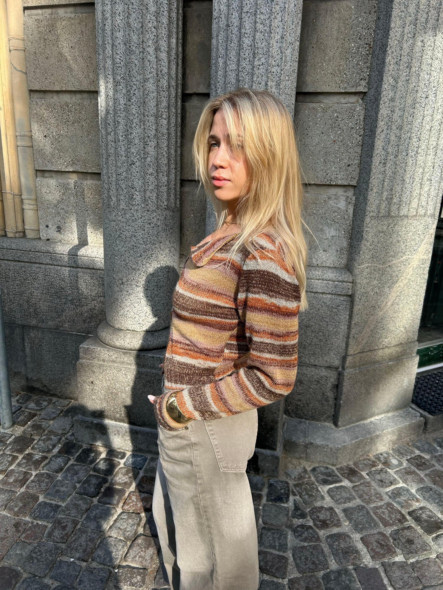 Bernie – Brown Retro Striped Sweater