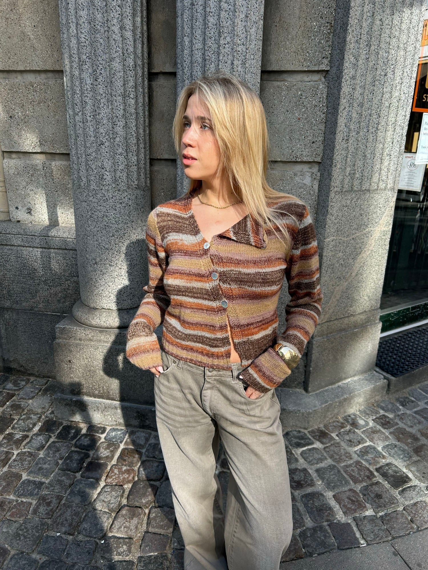 Bernie – Brown Retro Striped Sweater