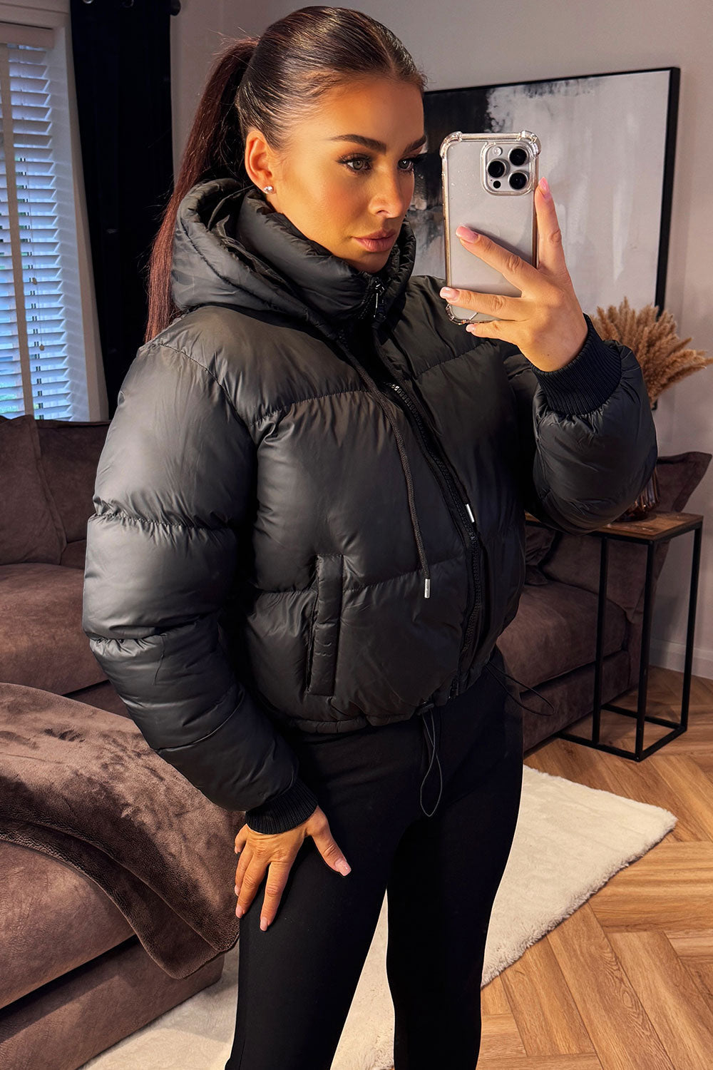 Black Waterproof Puffer Jacket Women