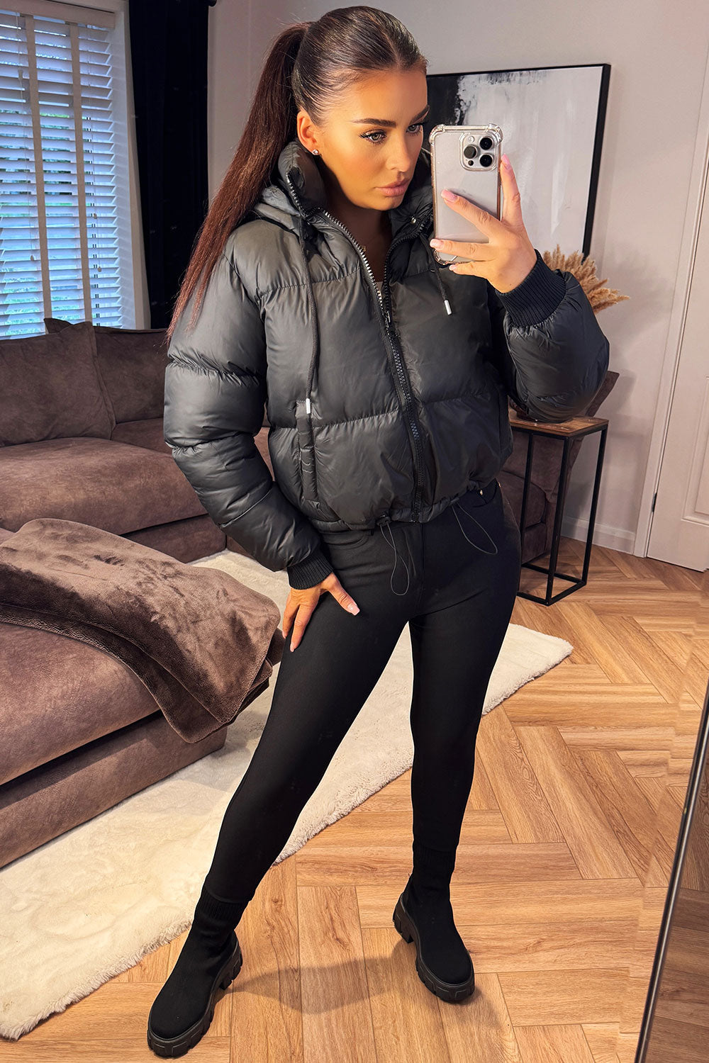 Black Waterproof Puffer Jacket Women