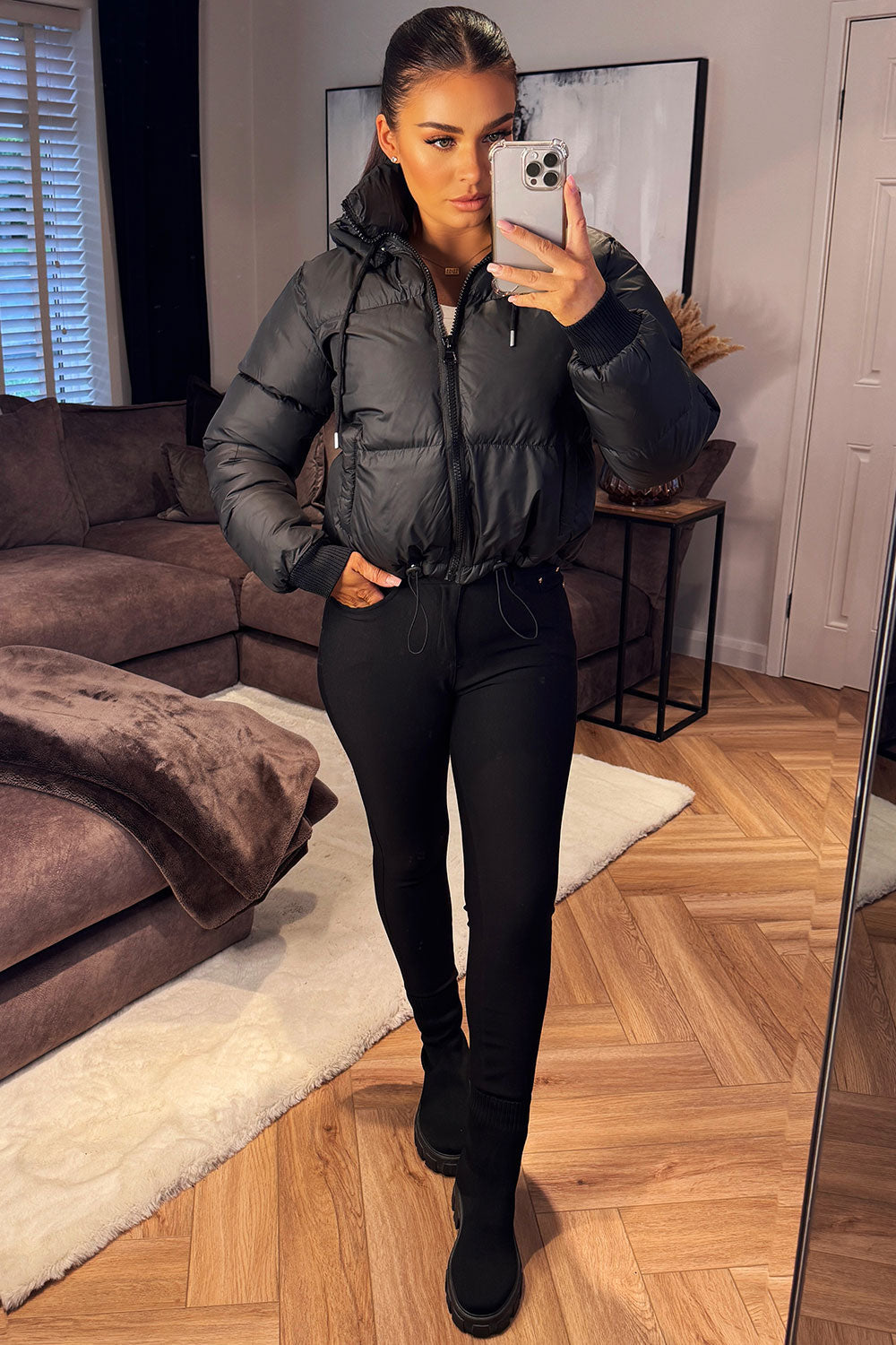 Black Waterproof Puffer Jacket Women