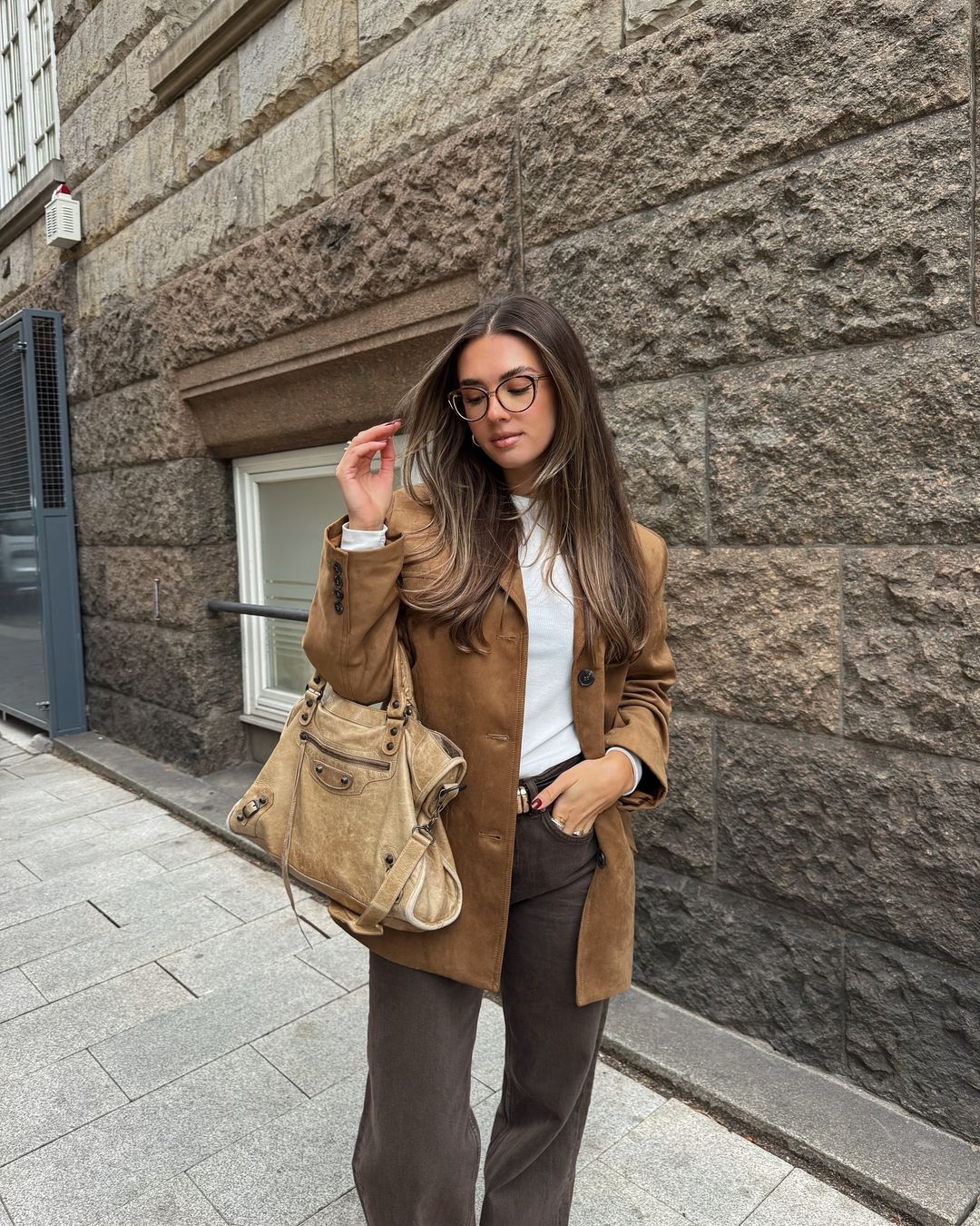 Brown suede blazer Autumn Woman
