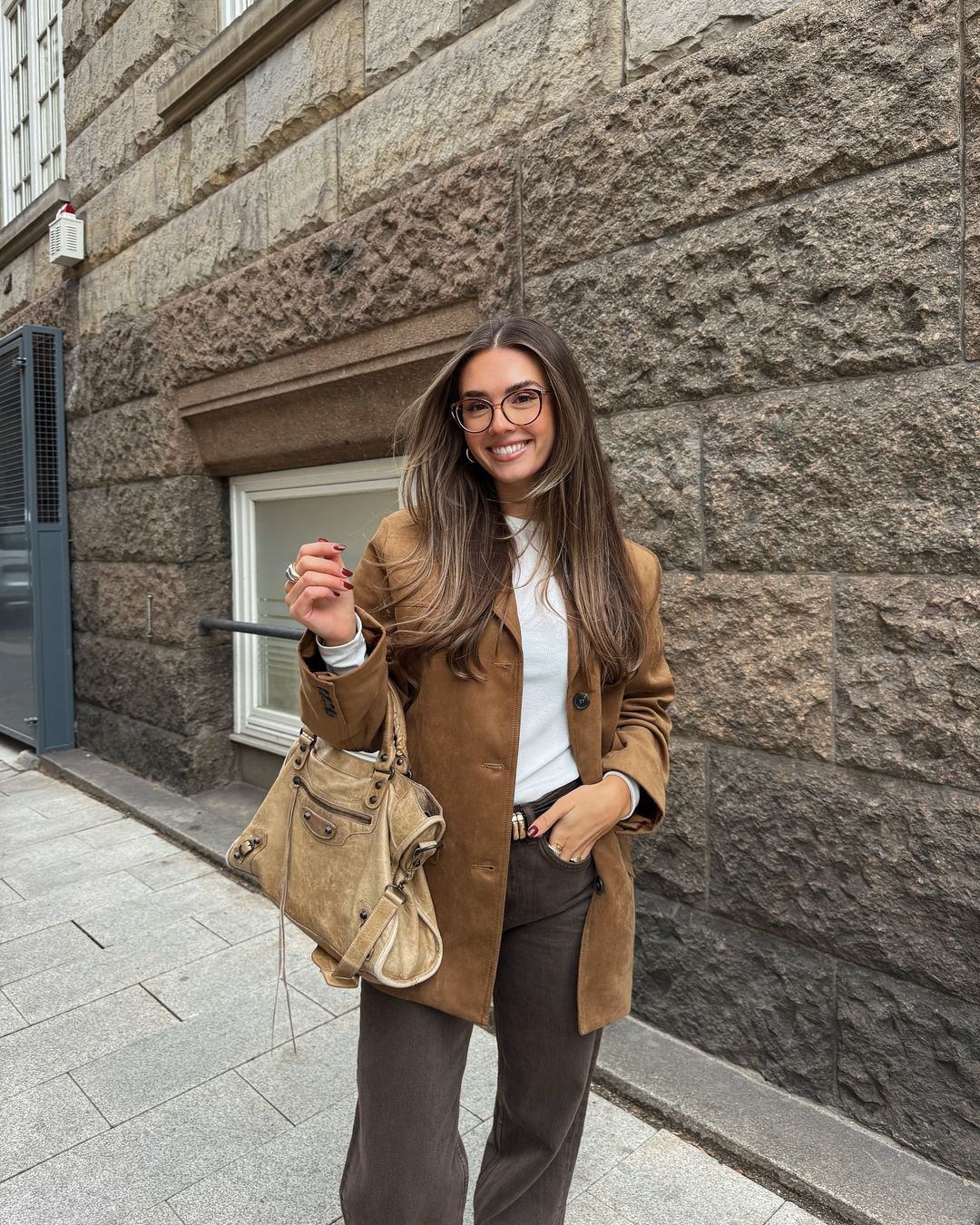 Brown suede blazer Autumn Woman