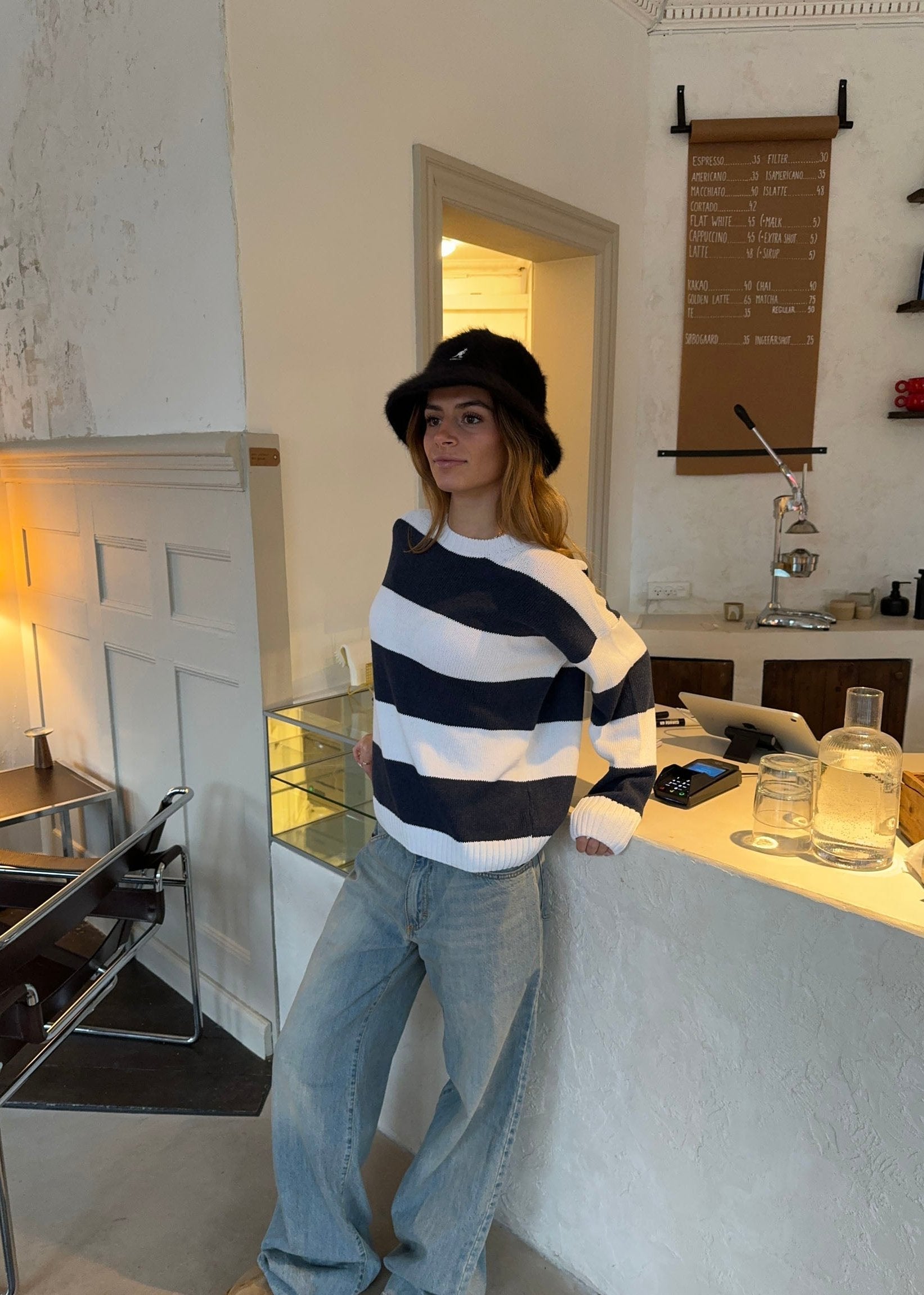 Aurora – Navy White Urban Striped Sweater