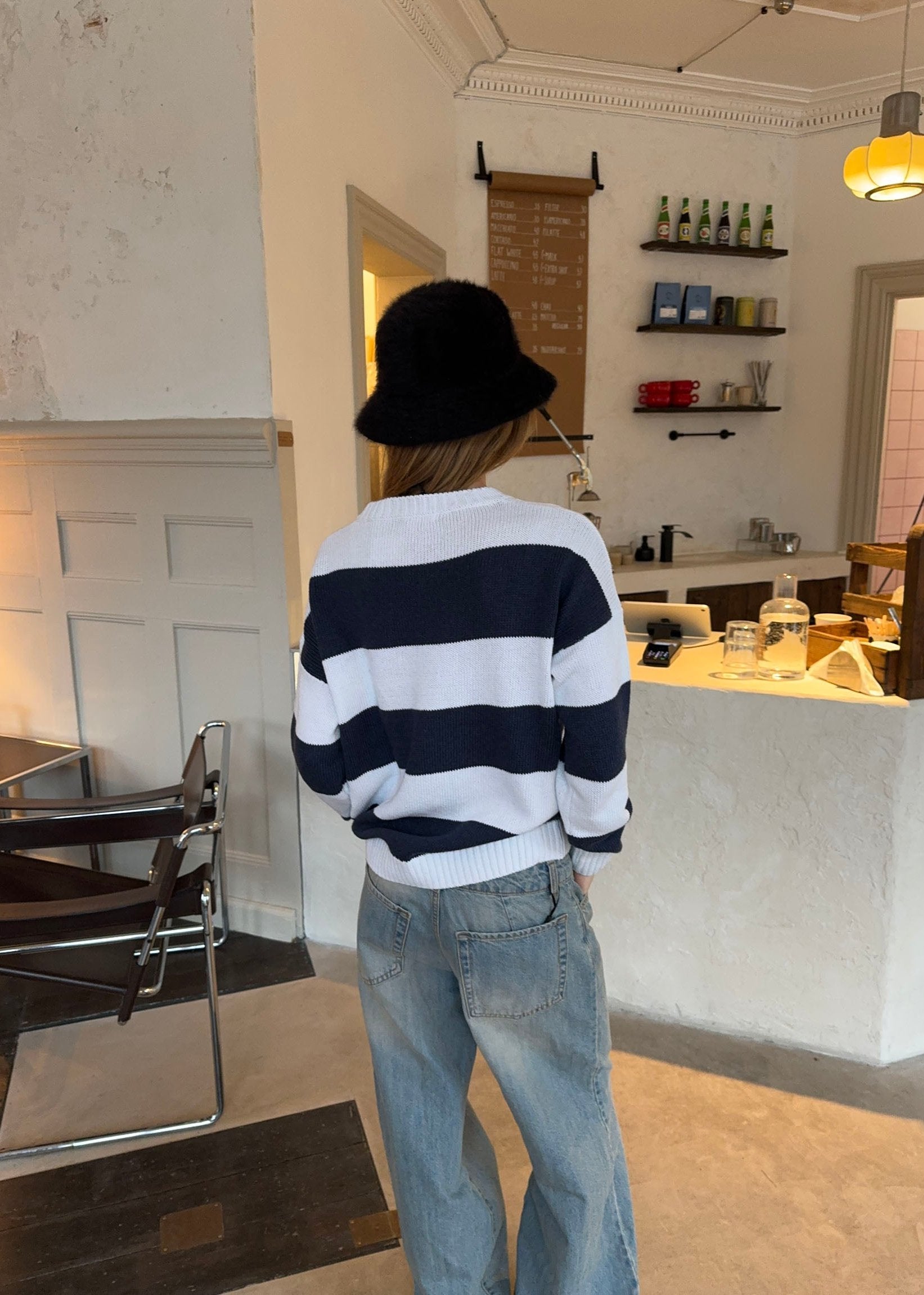 Aurora – Navy White Urban Striped Sweater