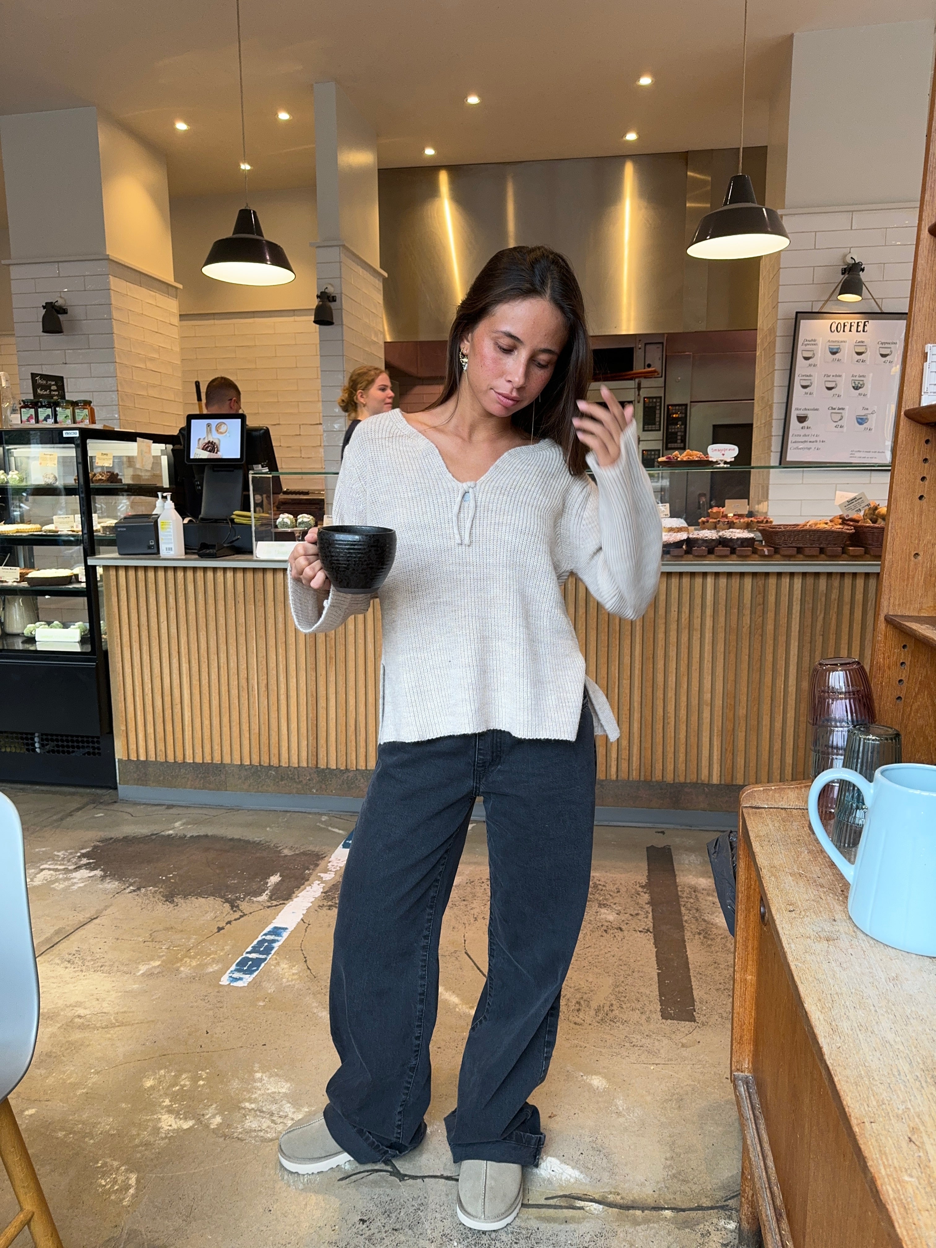 Luna – Beige Tie Front Sweater