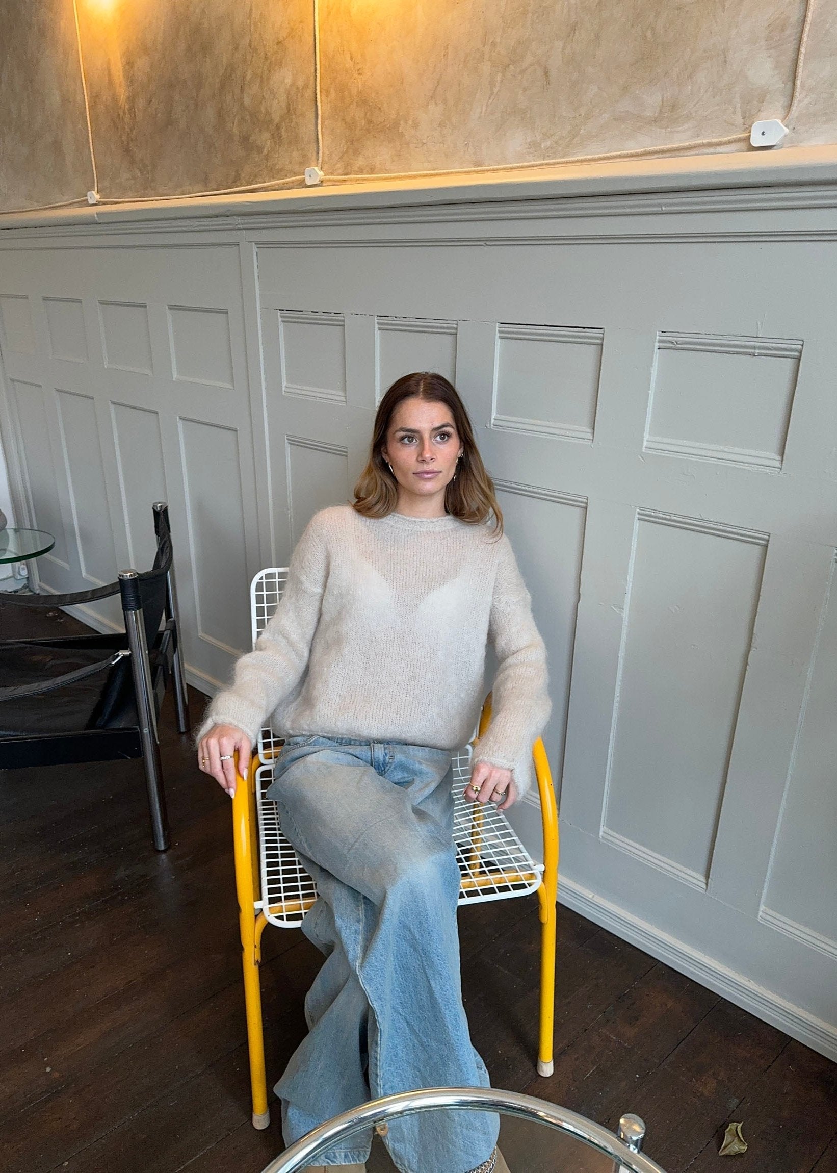 Olivia – Beige Fuzzy Urban Mohair Sweater