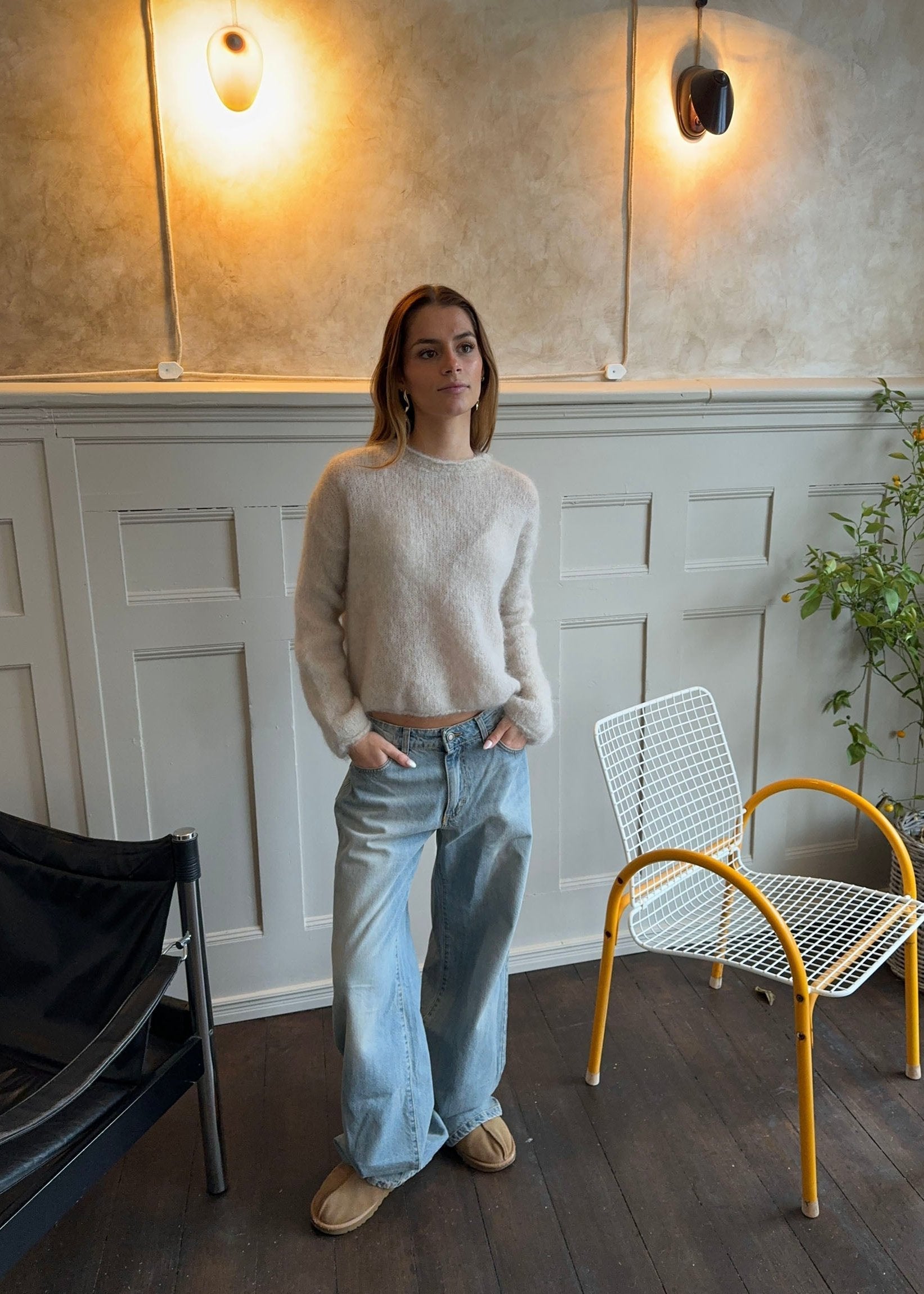 Olivia – Beige Fuzzy Urban Mohair Sweater