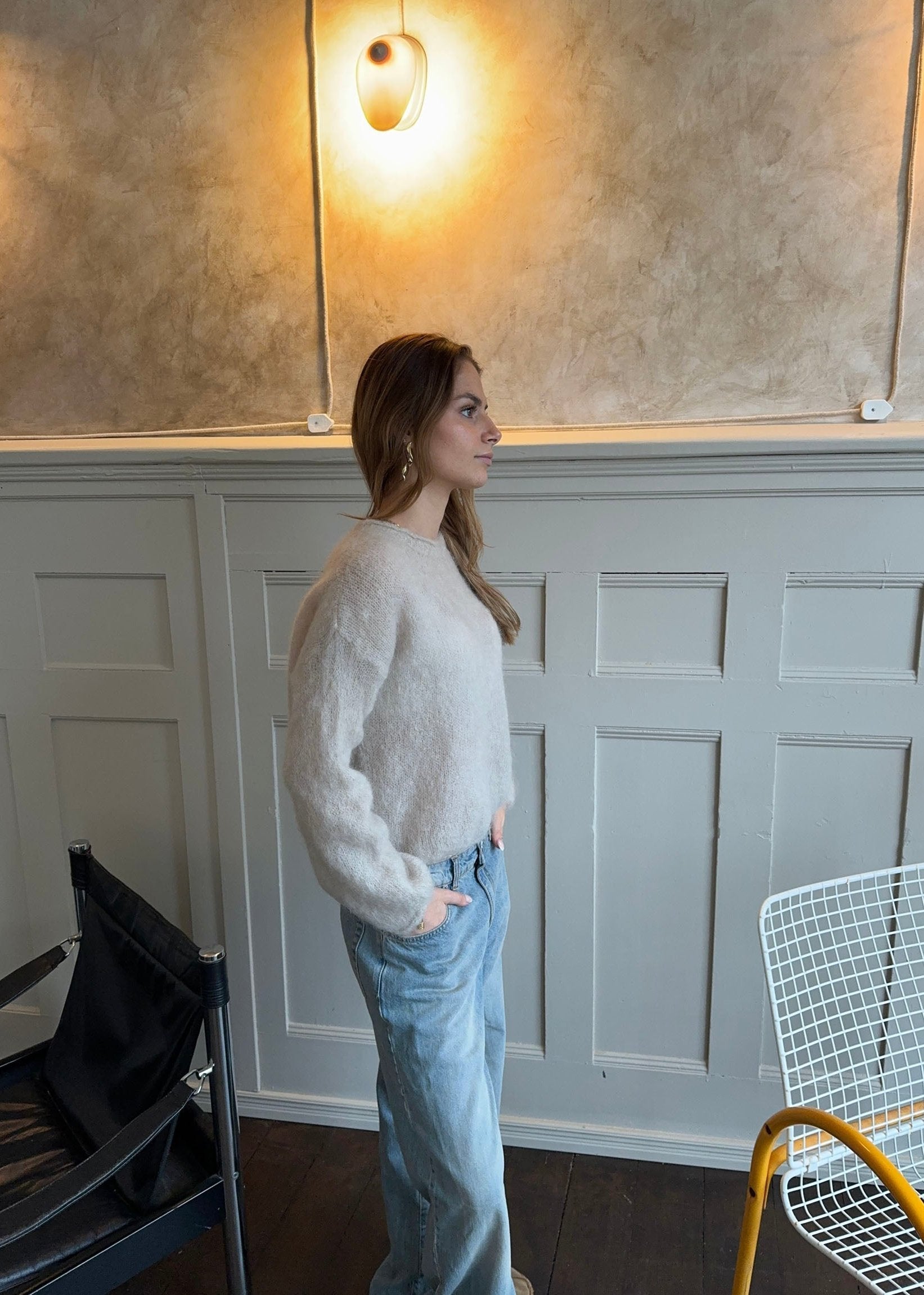 Olivia – Beige Fuzzy Urban Mohair Sweater