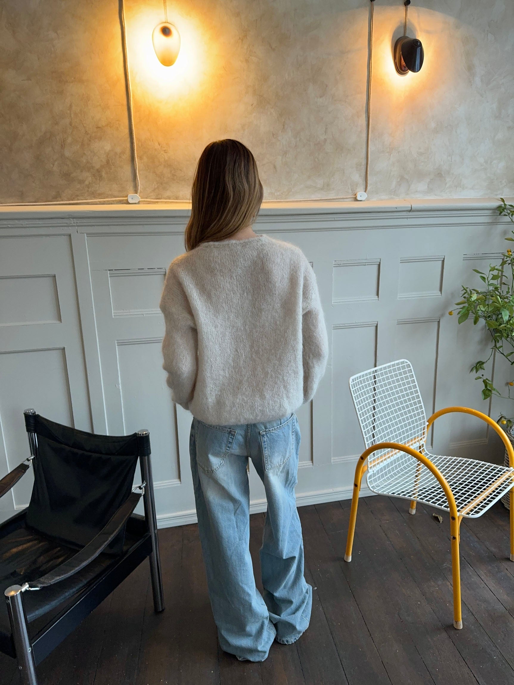 Olivia – Beige Fuzzy Urban Mohair Sweater
