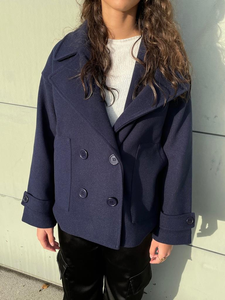 Mila – Cropped Double-Breasted Peacoat Jacket
