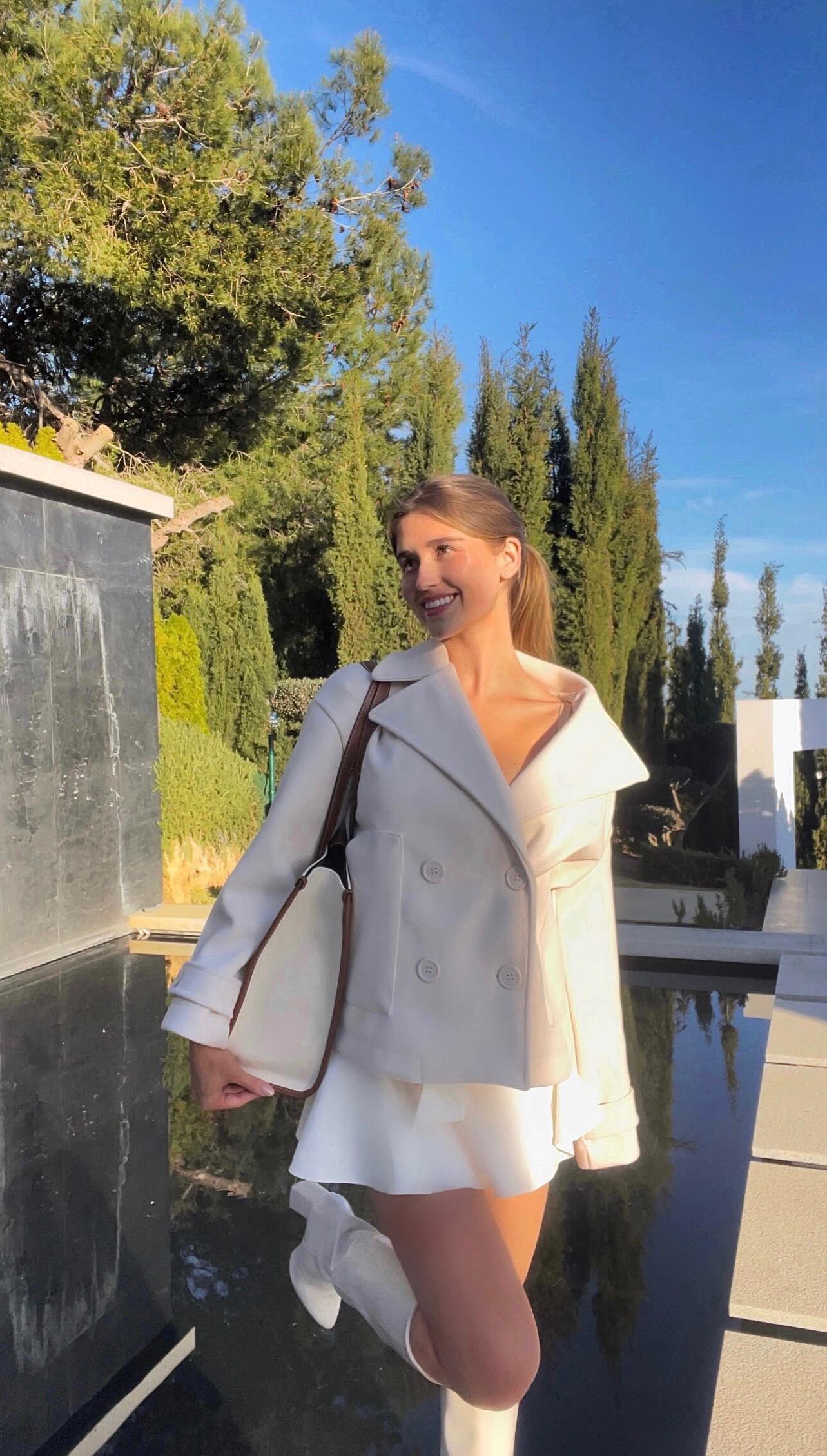 Mila - Off-White Cropped Peacoat Jacket