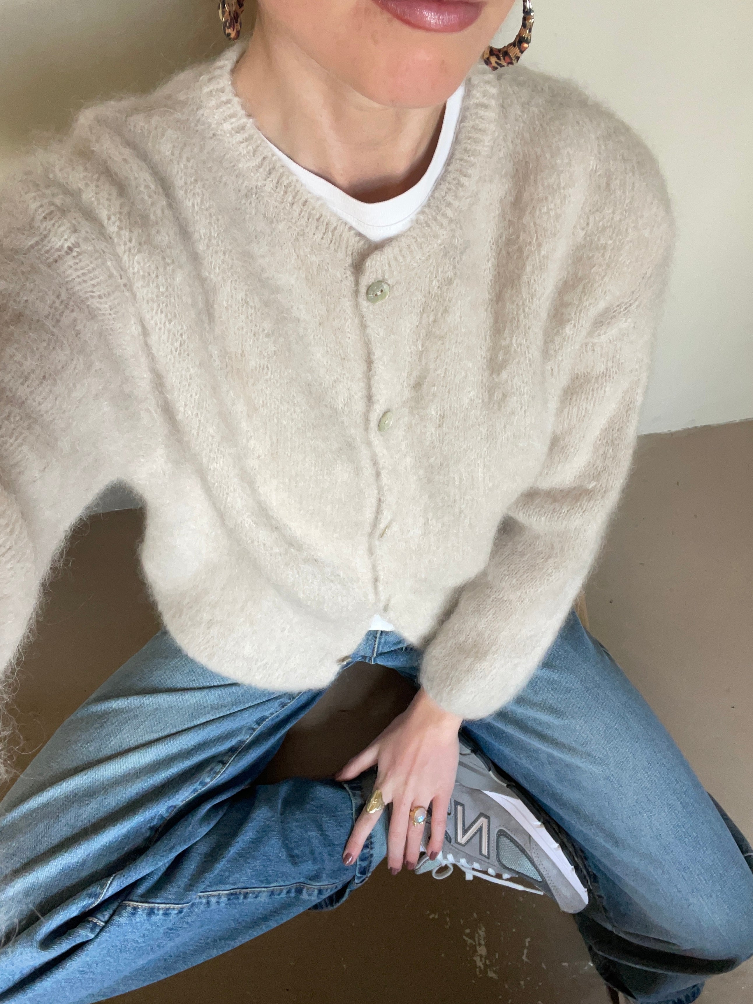 Jamilla – Mohair Knit Cardigan Beige