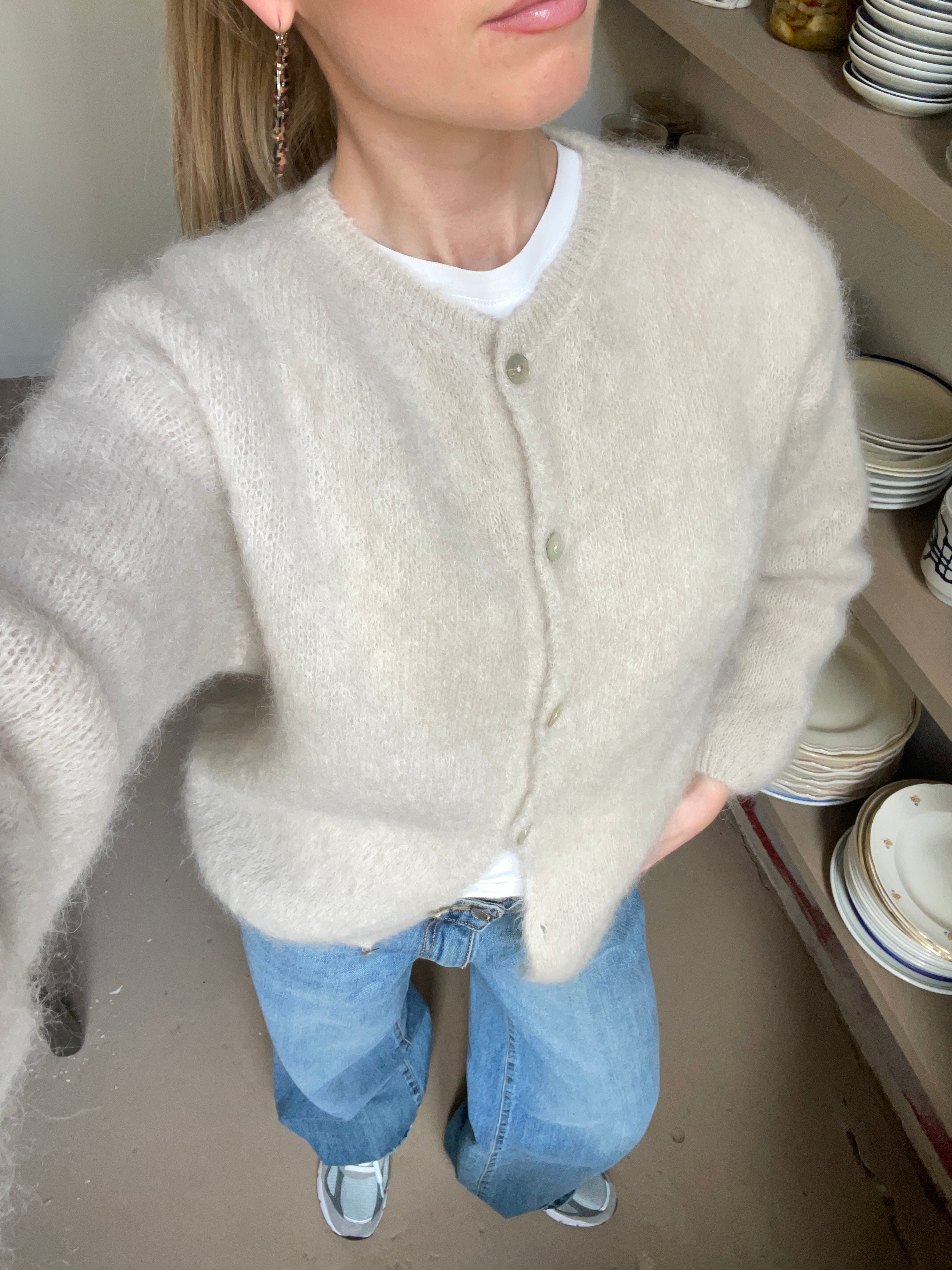 Jamilla – Mohair Knit Cardigan Beige