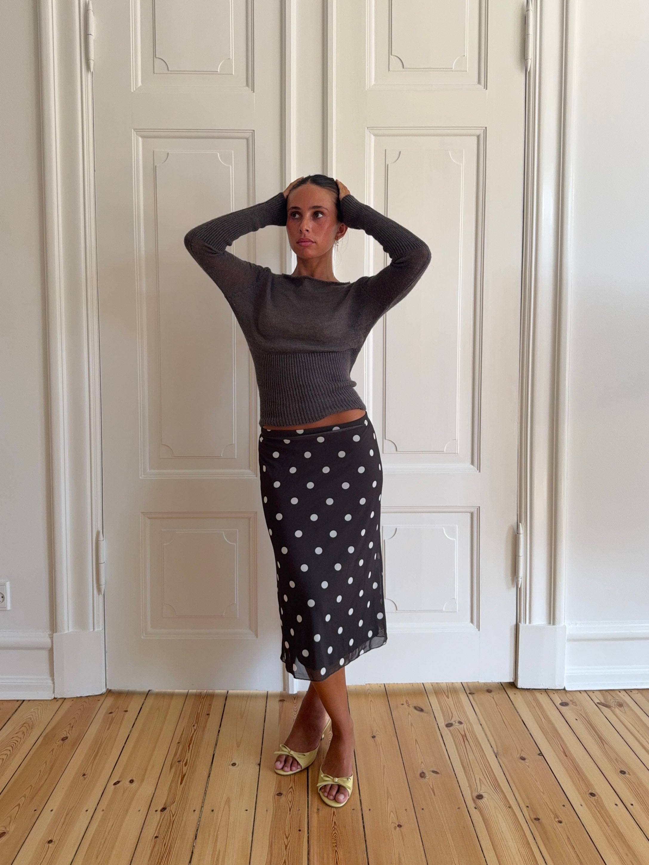Lova – Grey Fitted Boatneck Knit Sweater