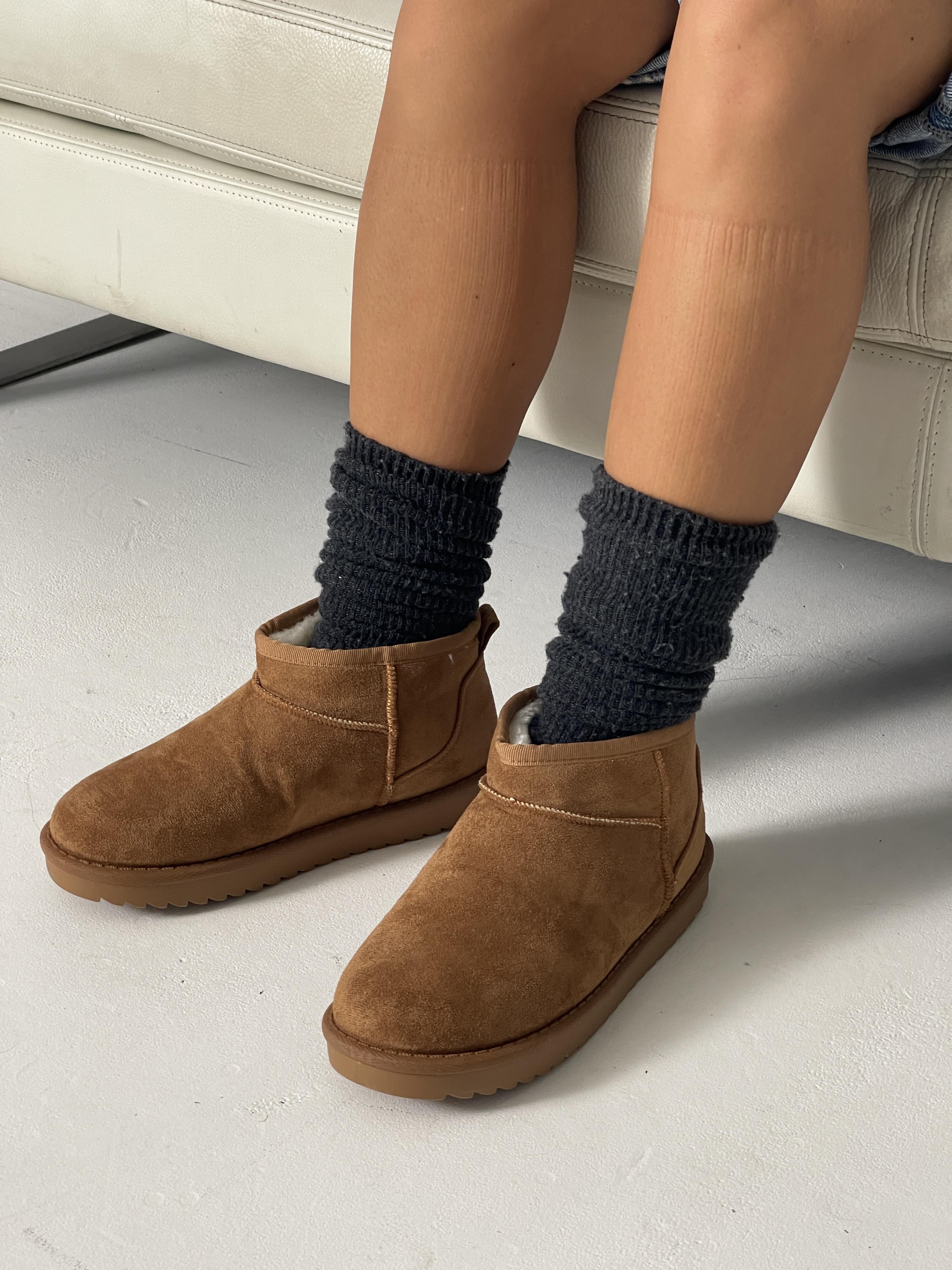Malia – Camel Short Fur Teddy Winter Boots