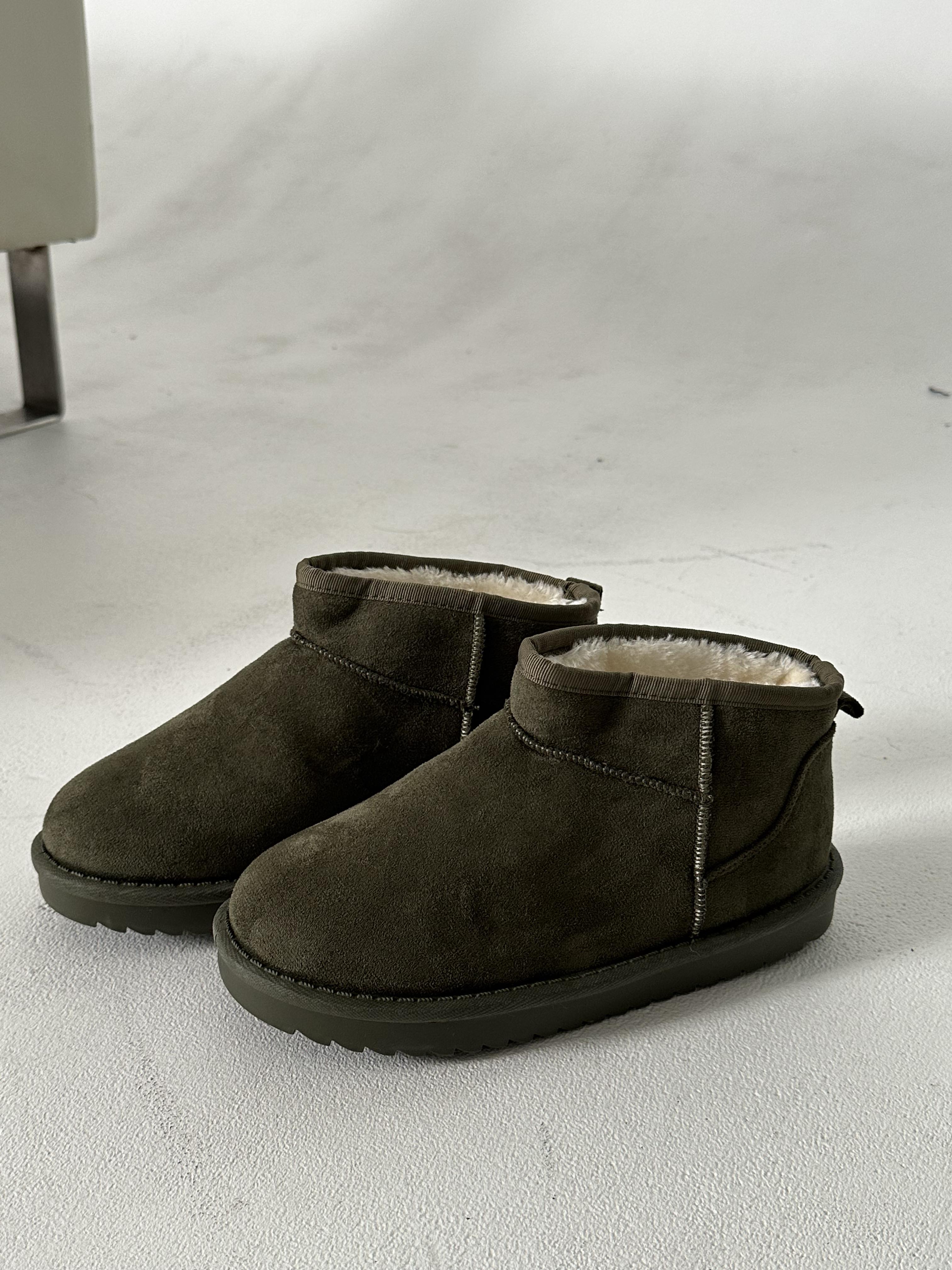 Mara – Khaki Short Fur Teddy Winter Boots