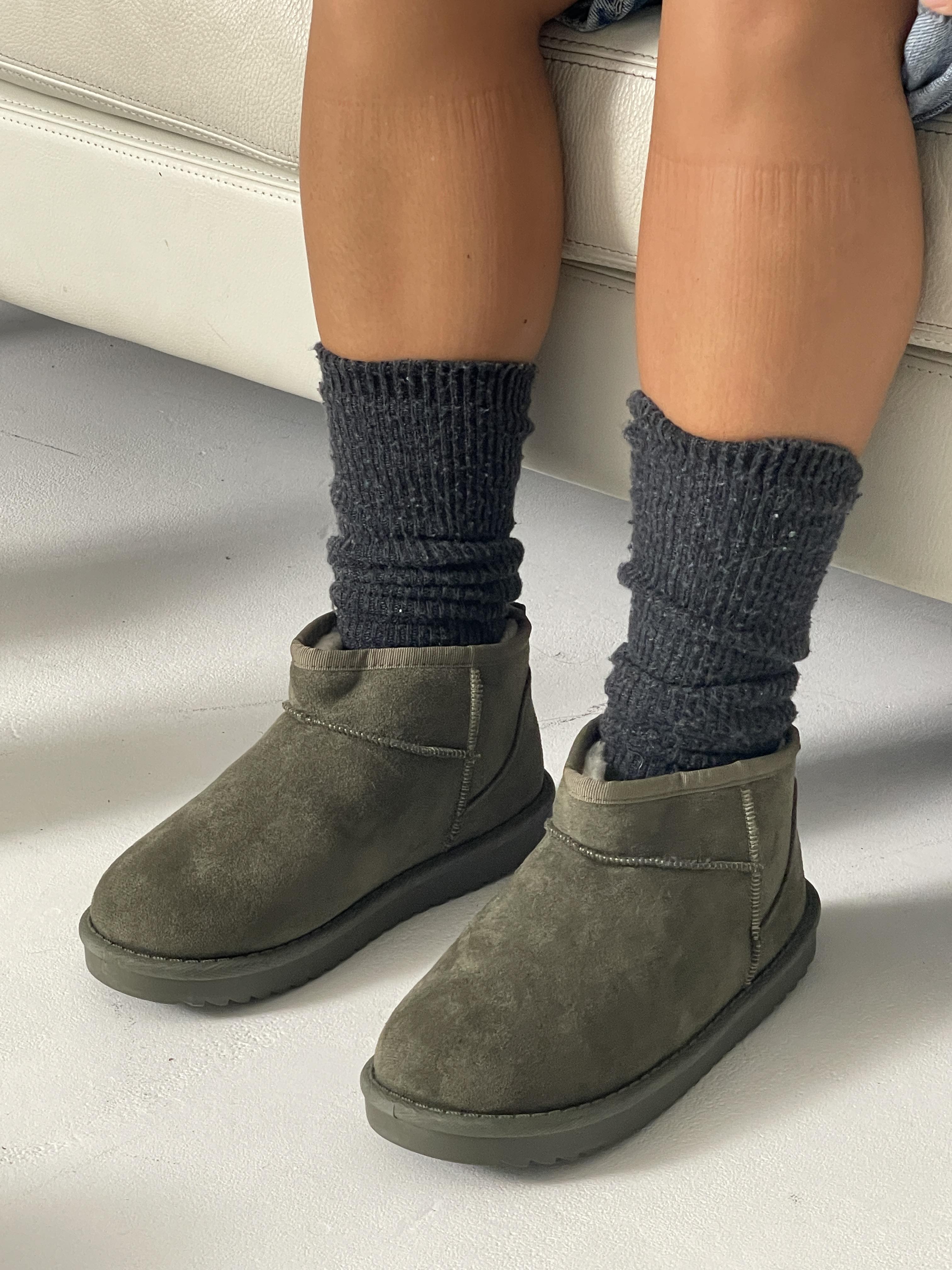 Mara – Khaki Short Fur Teddy Winter Boots