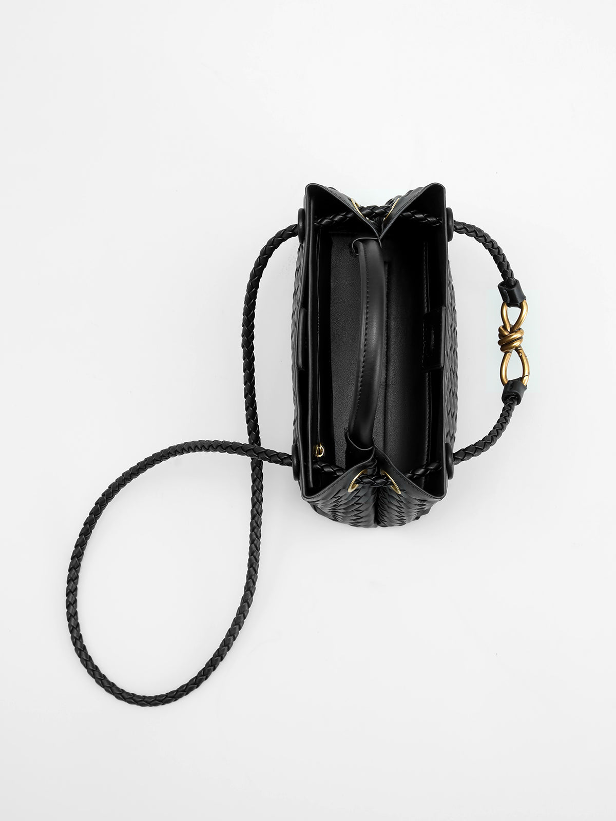 Sophie - Woven Mini Top Handle Bag – Metal Twist Closure & Braided Crossbody Strap
