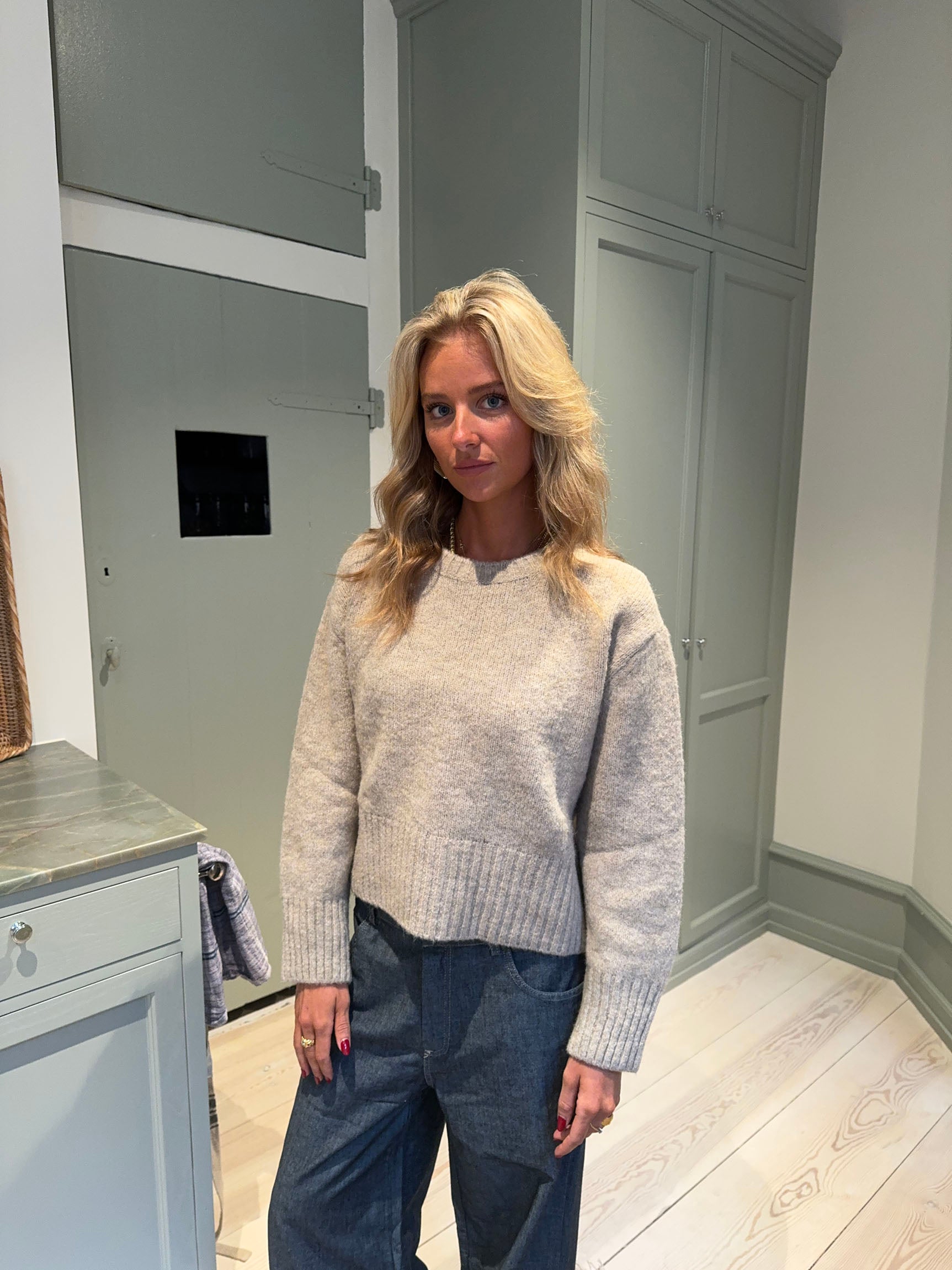 Moda – Beige Crew-Neck Knit Winter Jumper