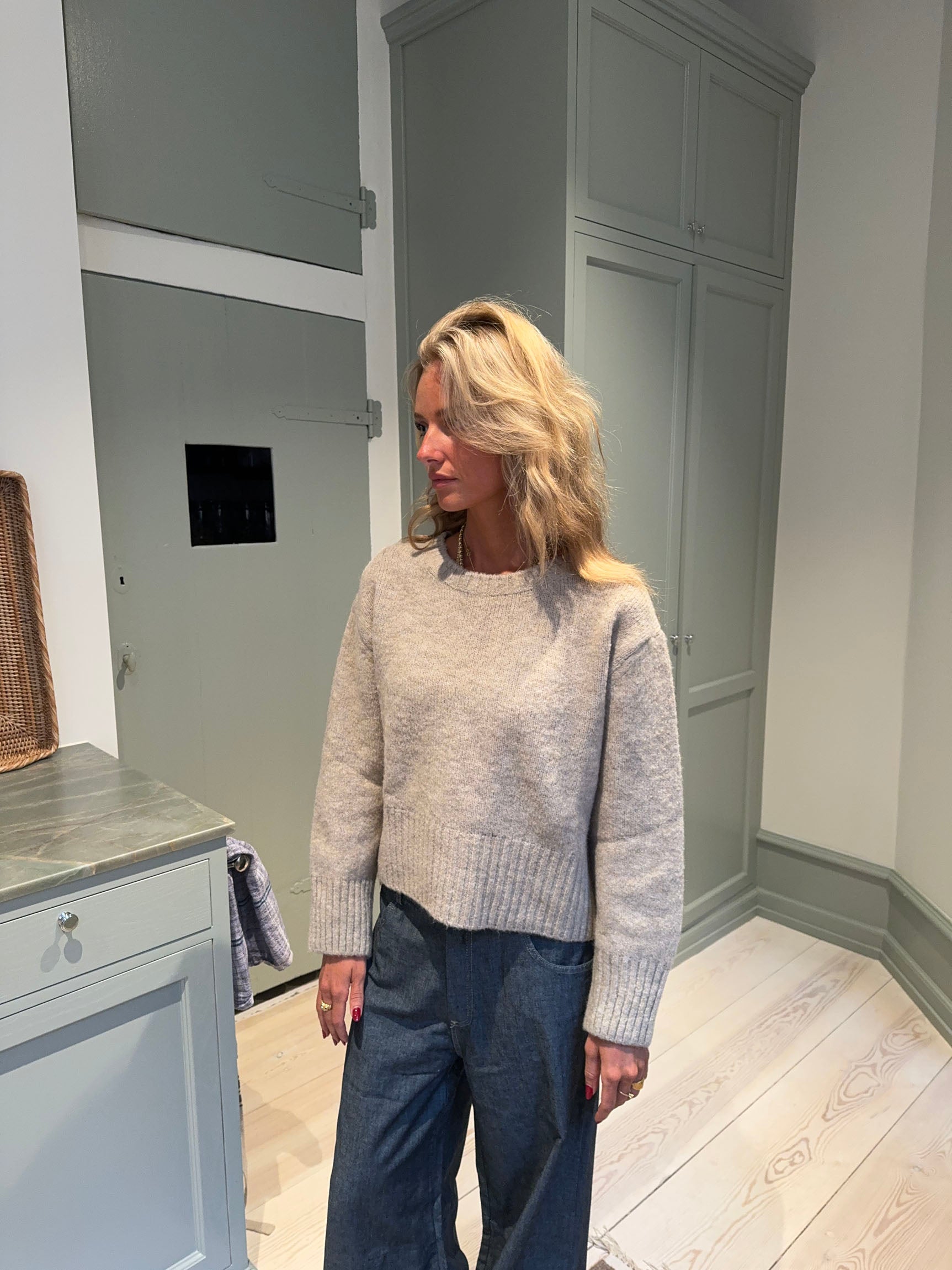 Moda – Beige Crew-Neck Knit Winter Jumper