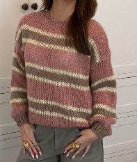 Evelina – Pink Striped Vintage Retro Sweater
