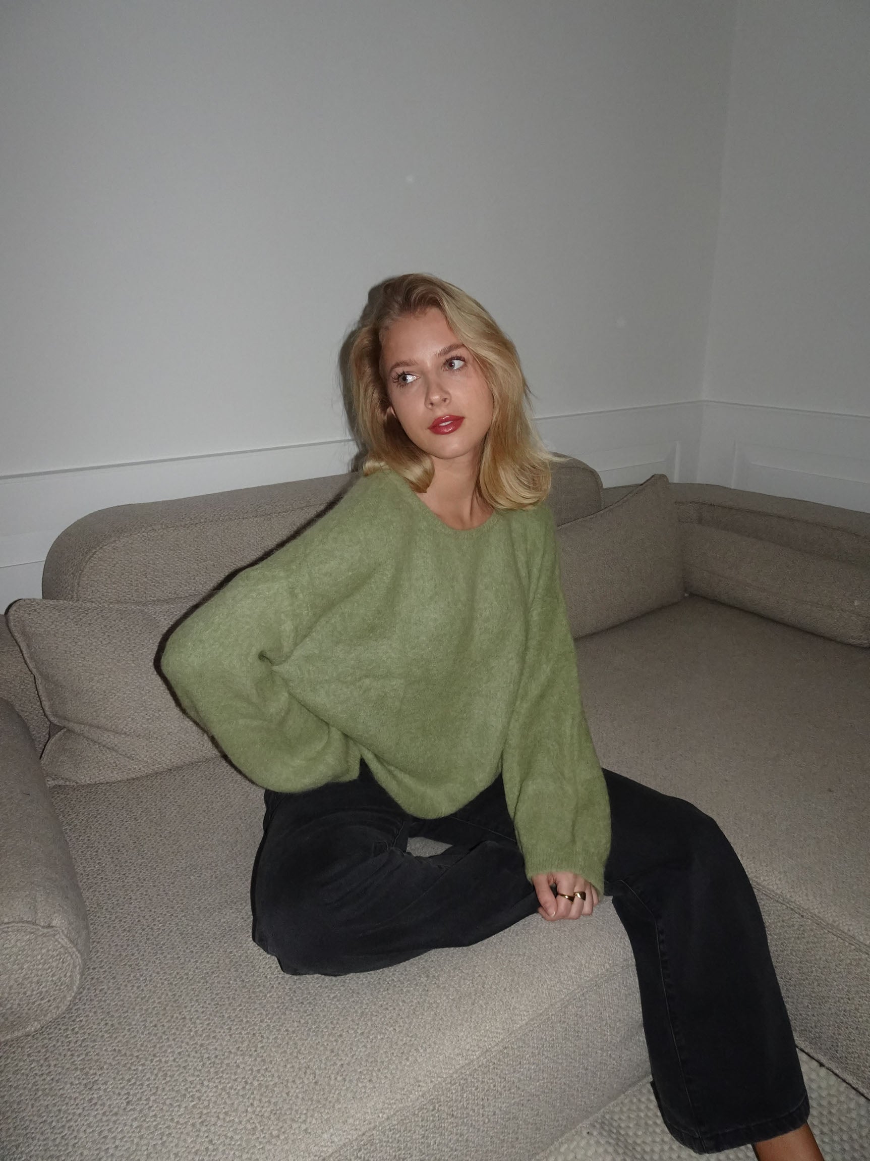 Hannah – Khaki Alpaca Oversized Winter Sweater