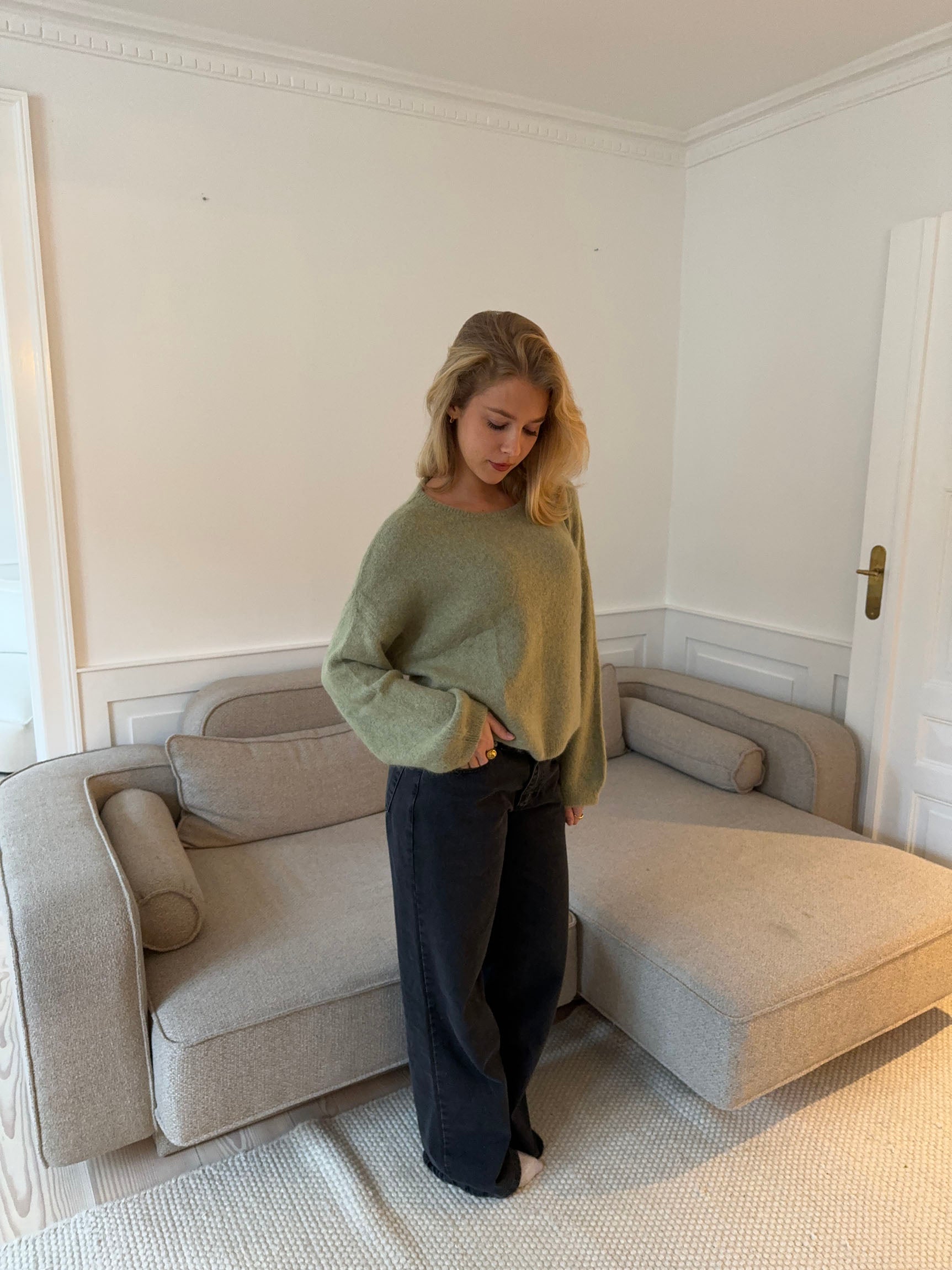 Hannah – Khaki Alpaca Oversized Winter Sweater