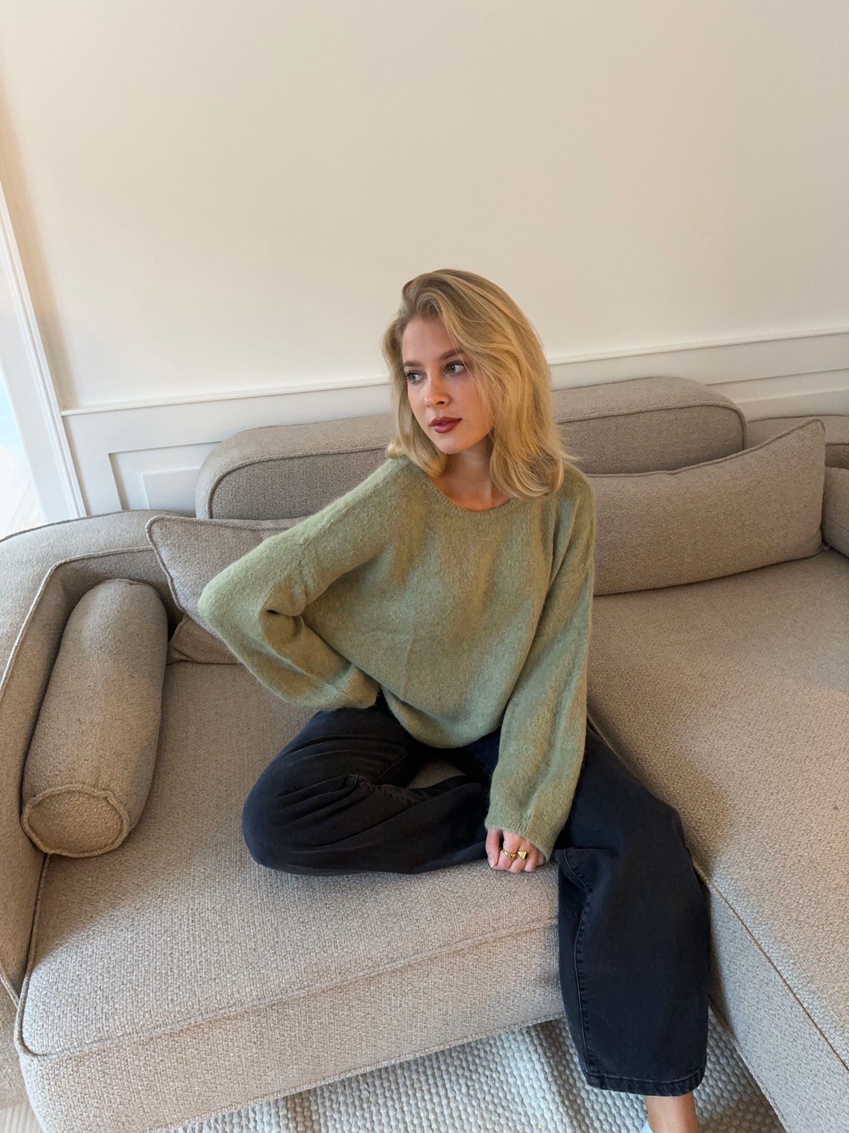 Hannah – Khaki Alpaca Oversized Winter Sweater