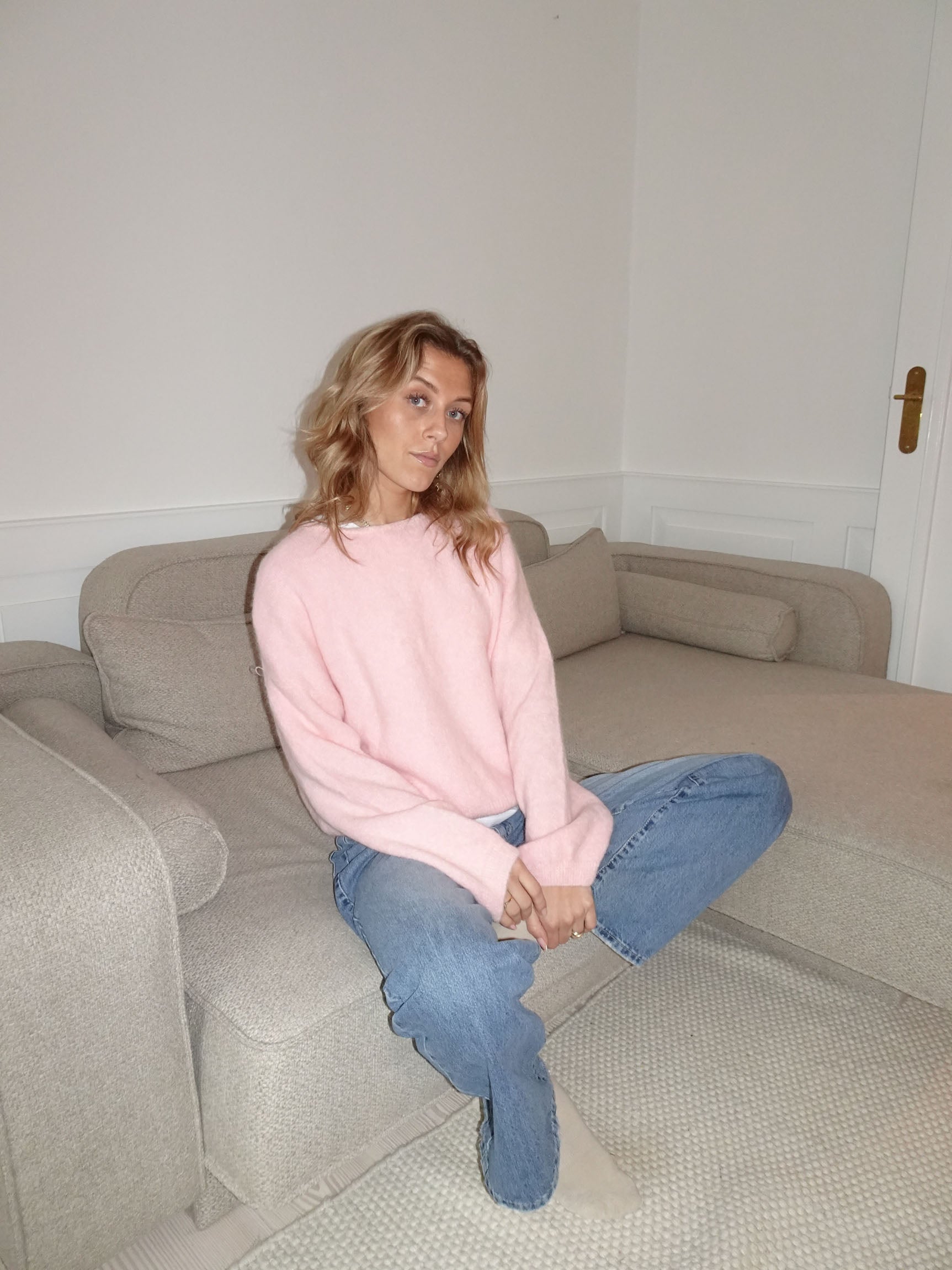 Sierra – Soft Pink Oversized Knit Winter Jumper