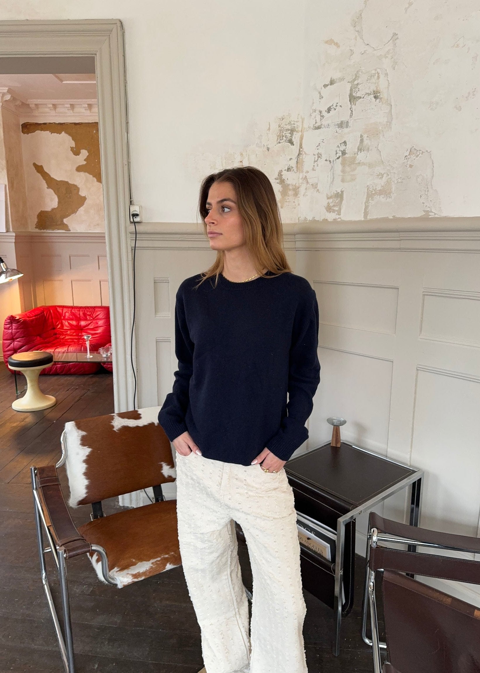 Ava – Navy Winter Wool Sweater