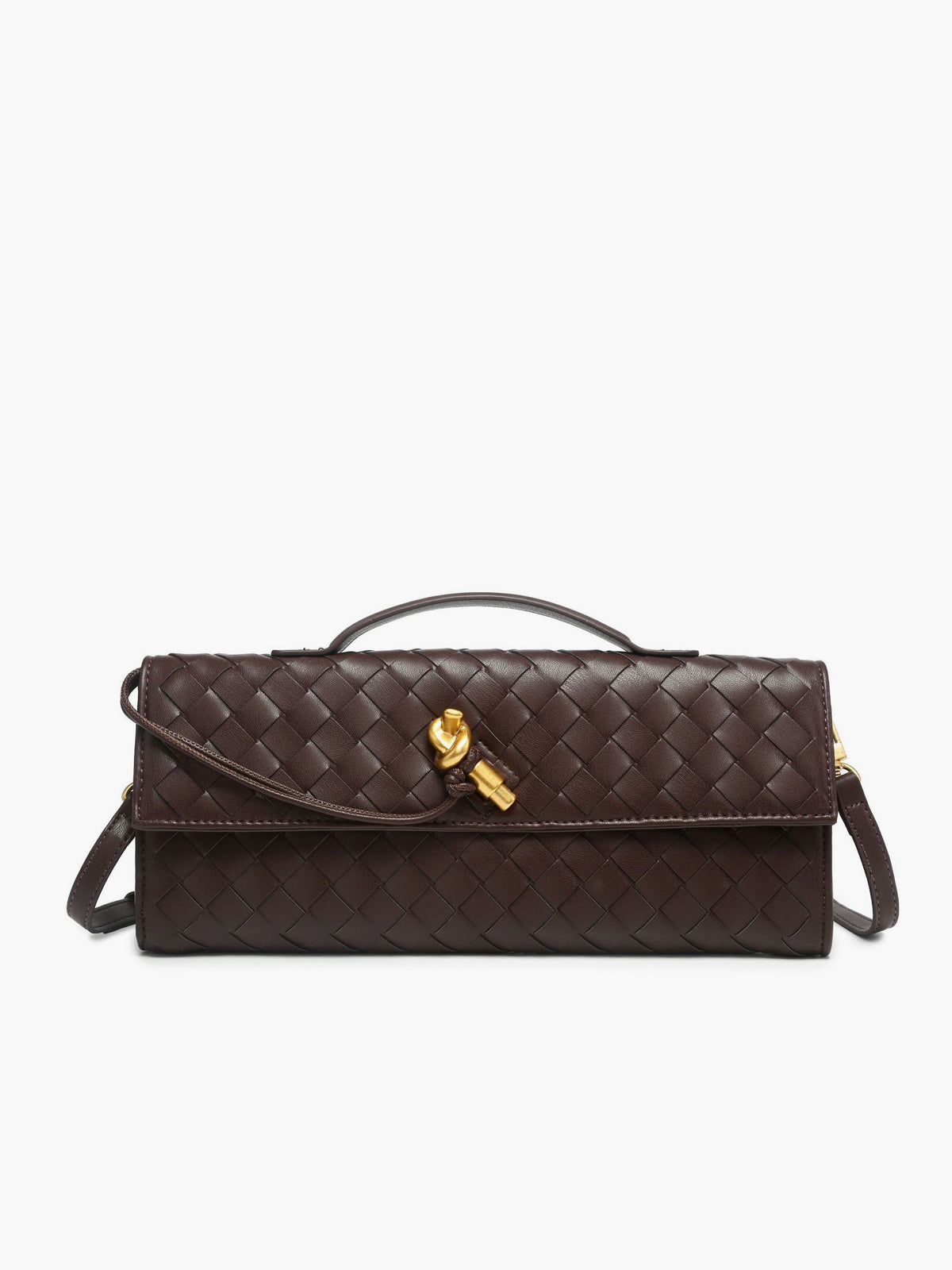 Lisa - Women’s Two‑Way Woven Flap Clutch & Shoulder Bag Gold‑Tone Hardware