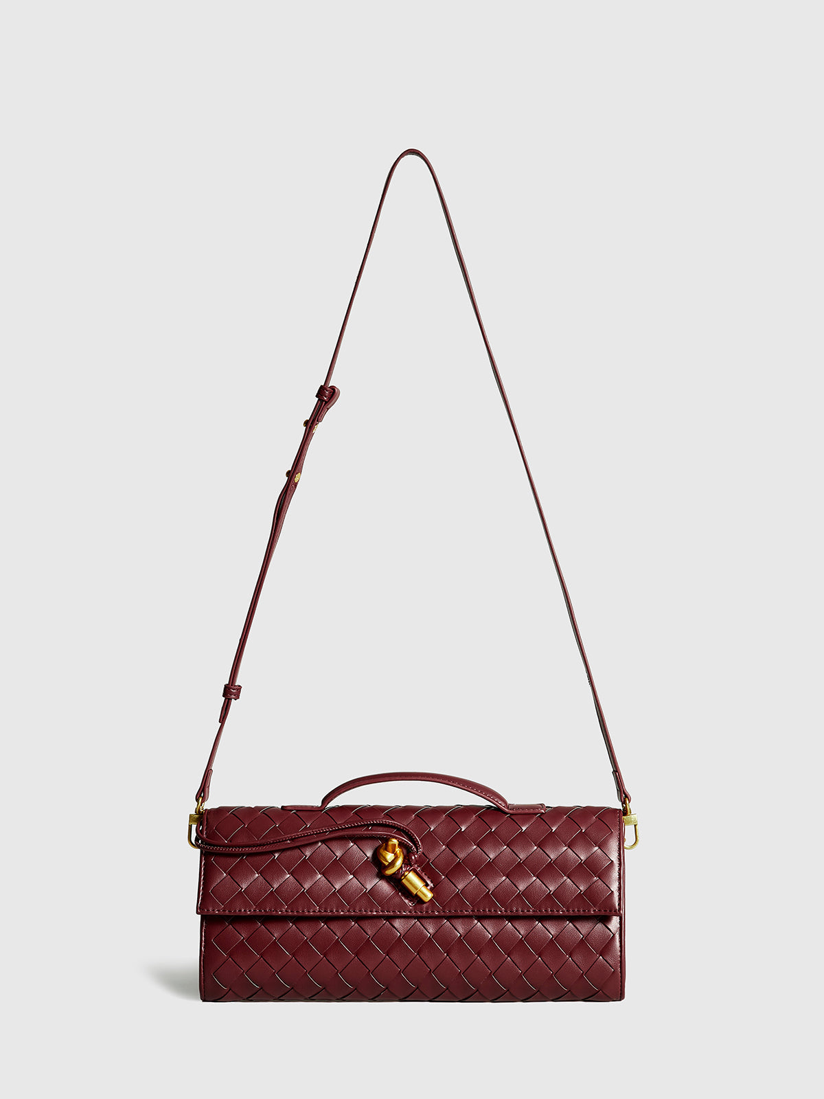 Lisa - Women’s Two‑Way Woven Flap Clutch & Shoulder Bag Gold‑Tone Hardware
